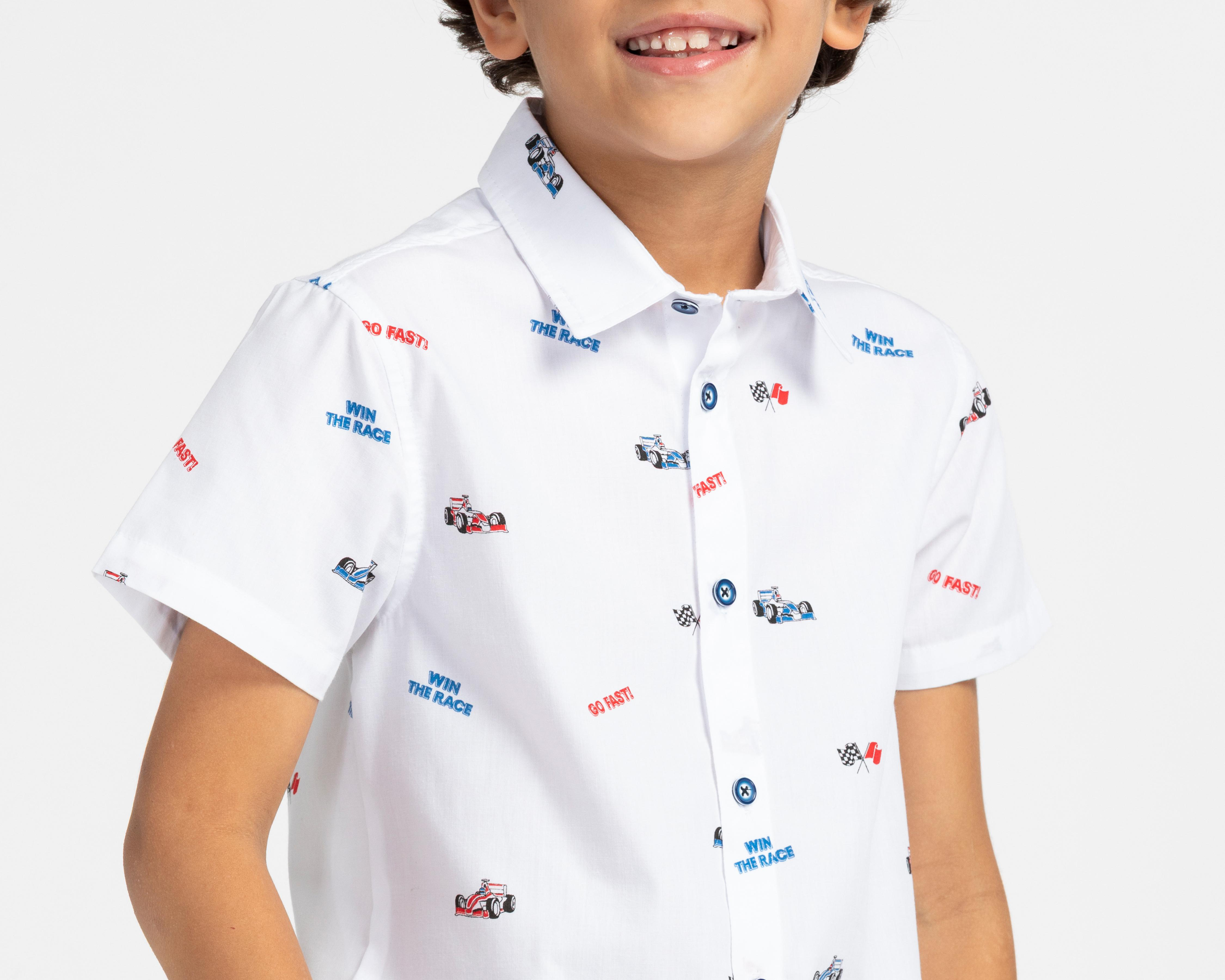 Foto 5 pulgar | Camisa Cuello Americano Blanca Refill para Niño