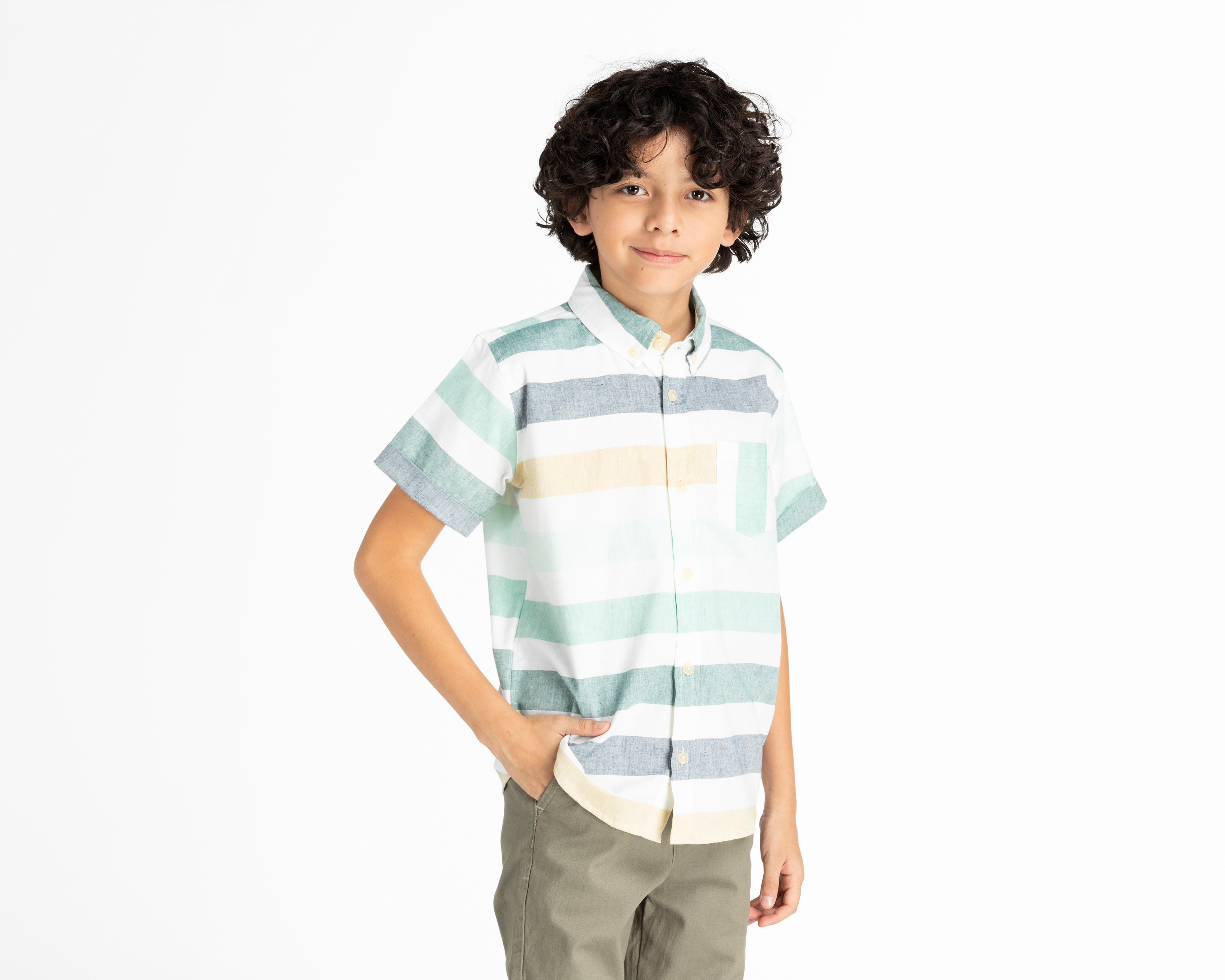 Camisa Refill Manga Corta de Rayas para Niño $104