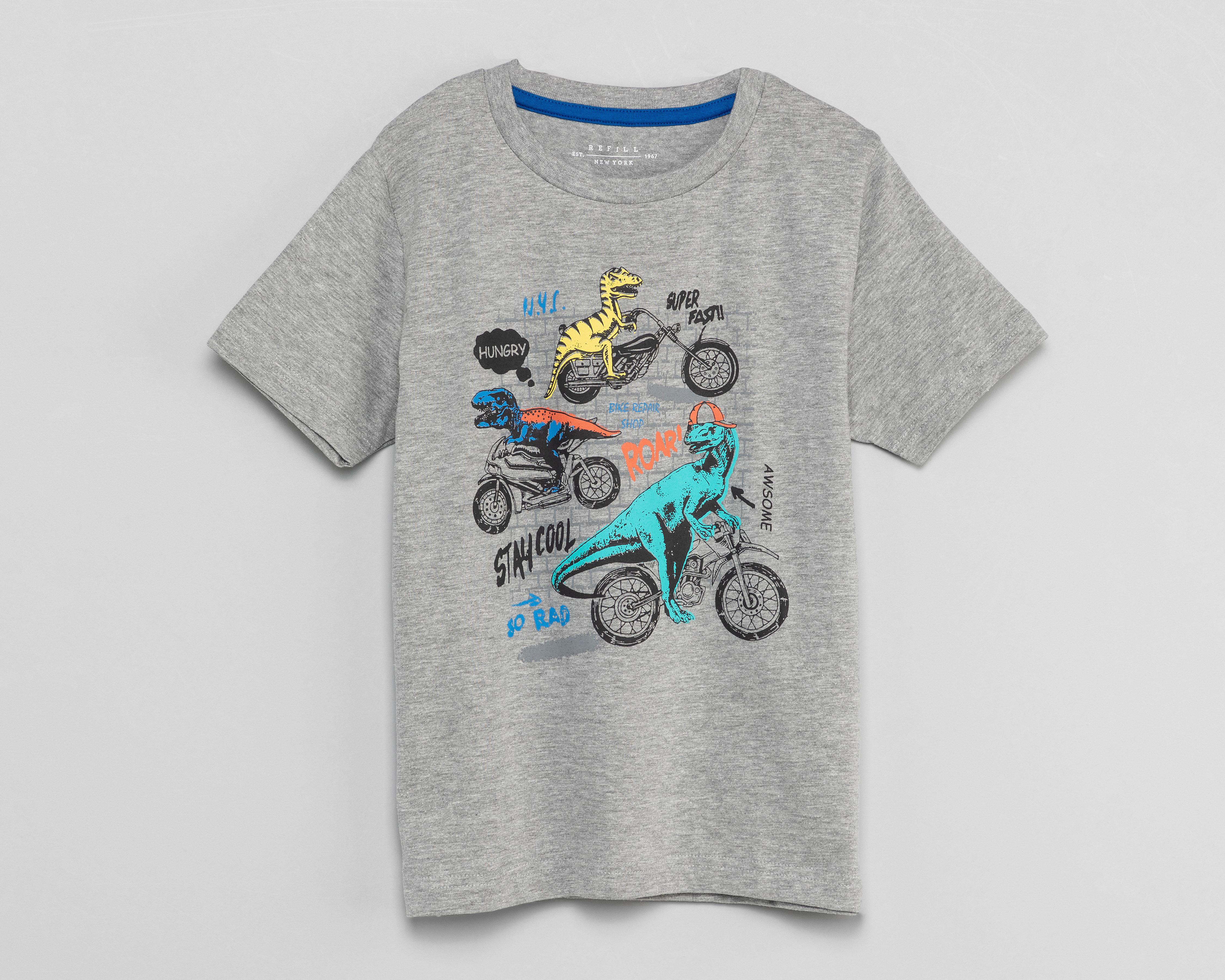 Playera Refill Manga Corta Estampada para Niño