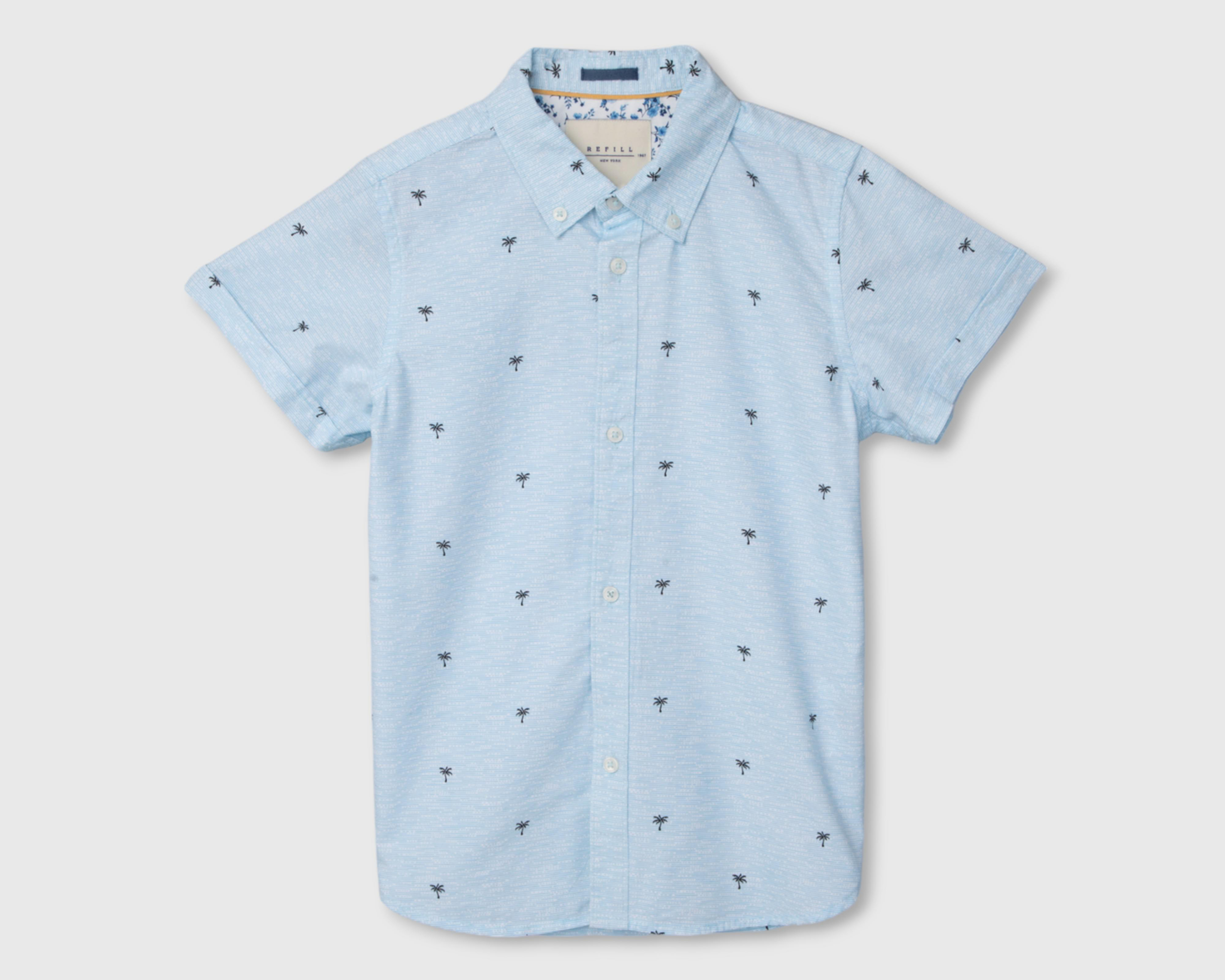 Camisa Refill Manga Corta Print de Palmeras para Niño $194
