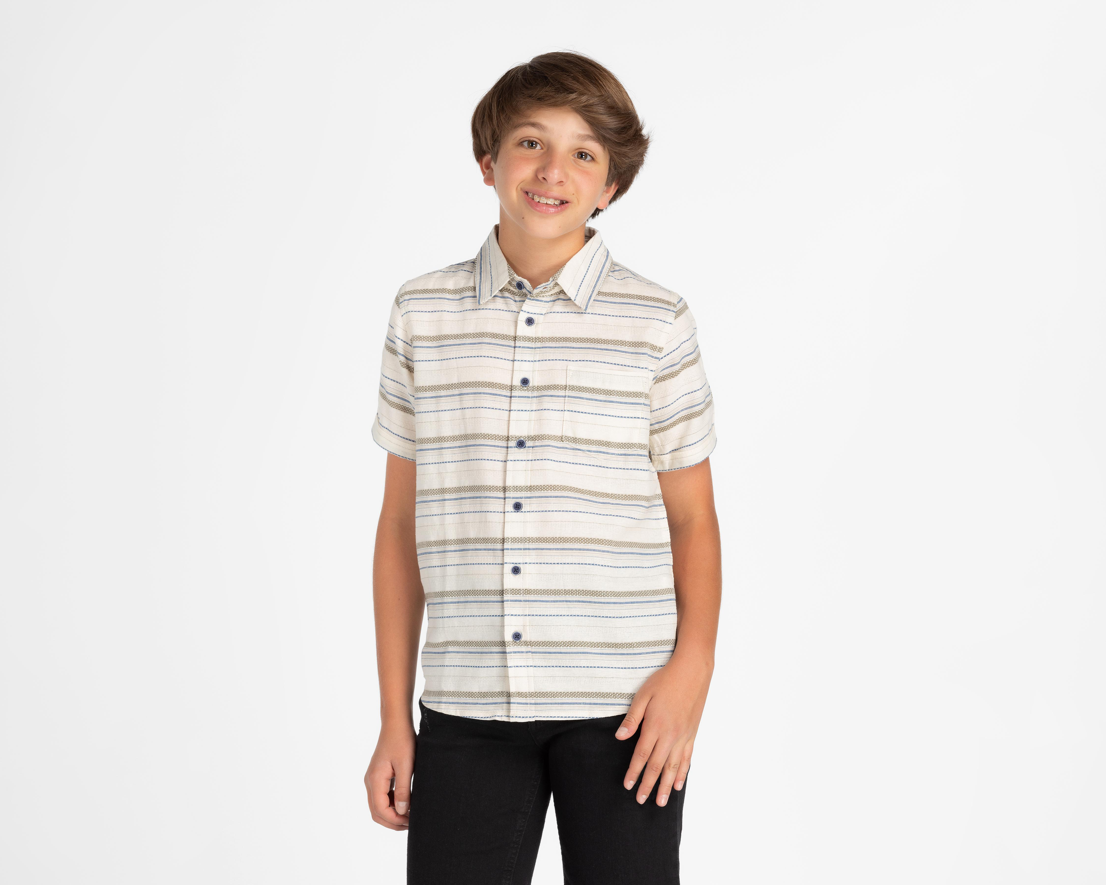 Camisa Refill Manga Corta a Rayas Juvenil