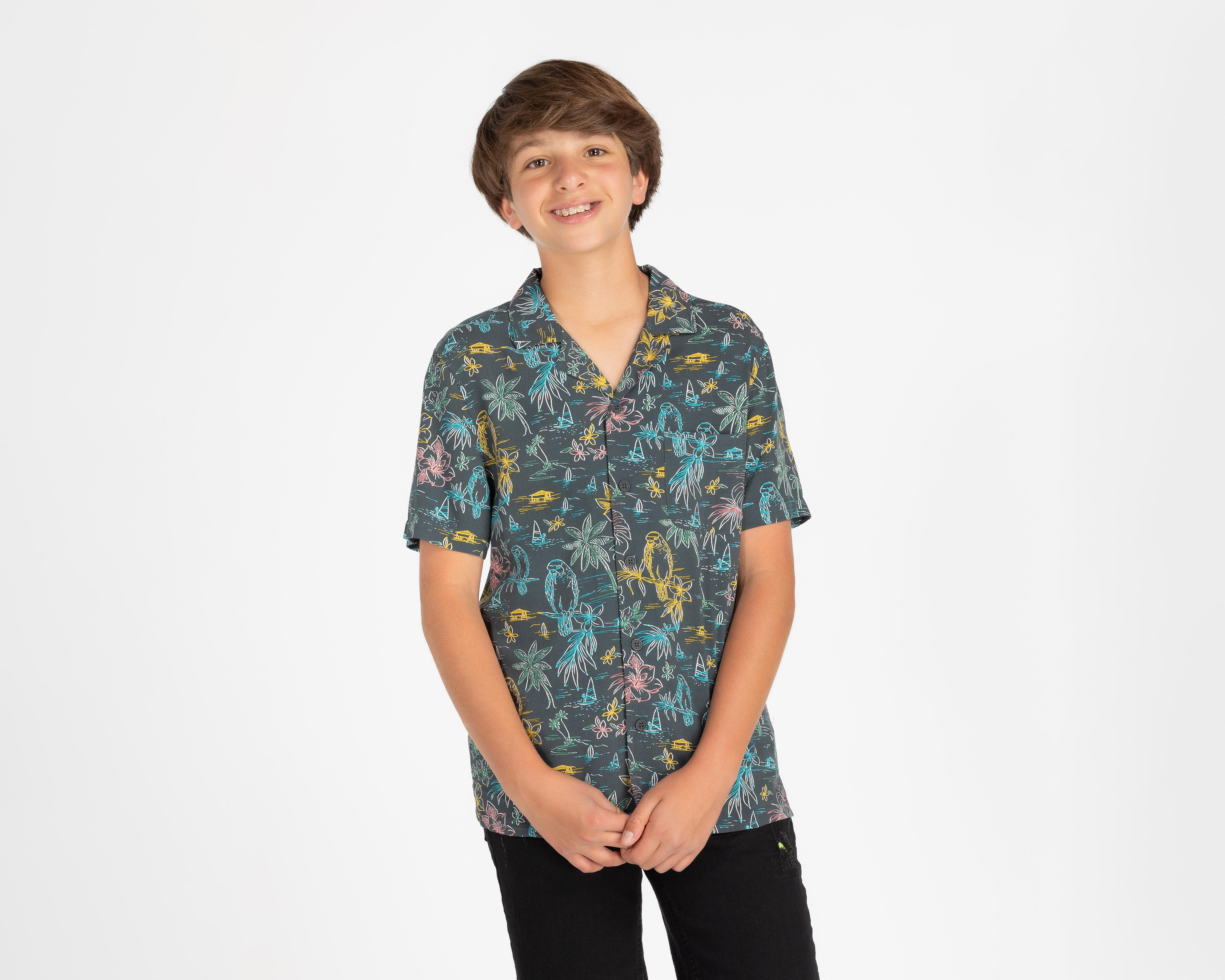 Camisa Refill Manga Corta Estampada Juvenil $109