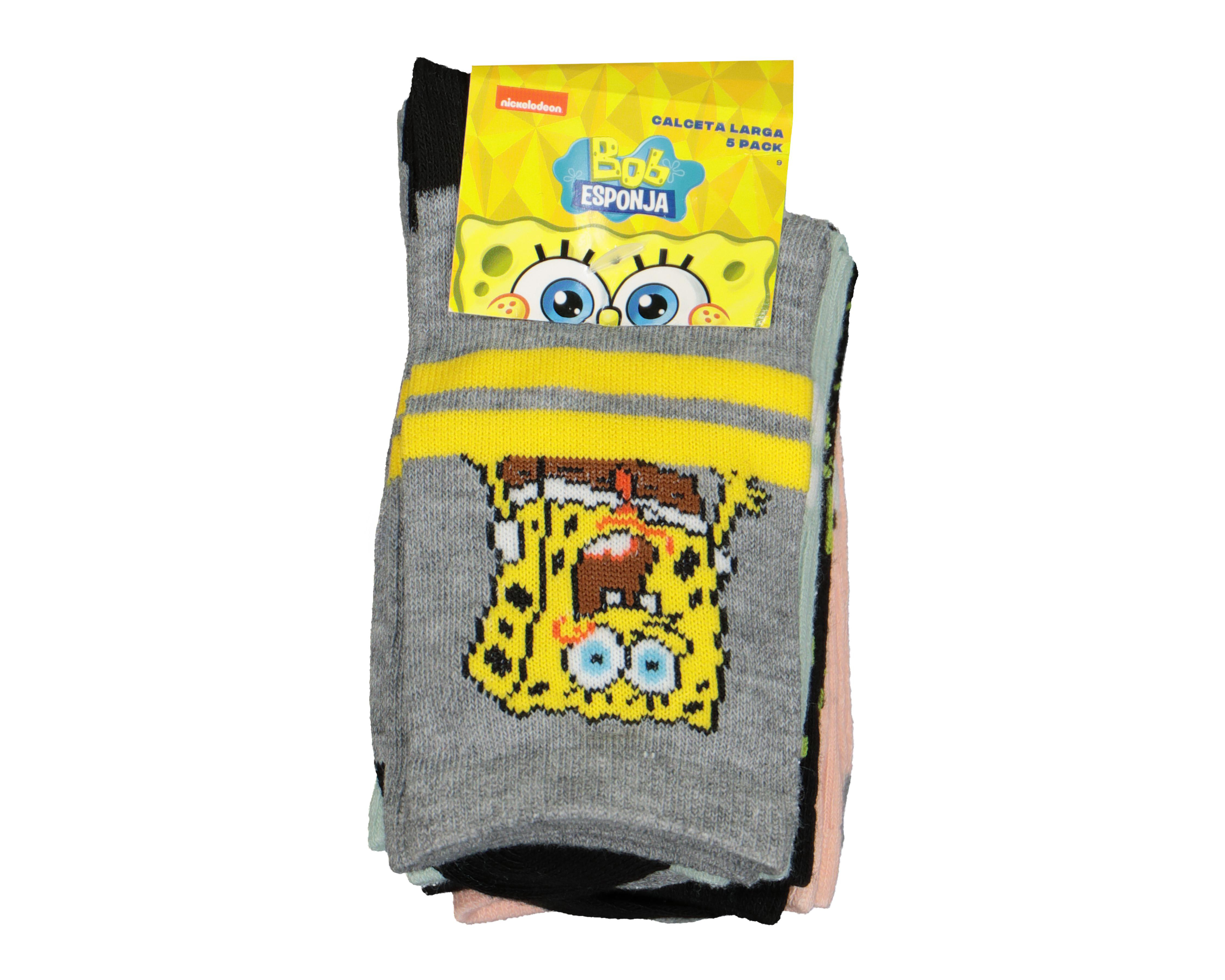 Foto 4 pulgar | Calcetas Tobilleras Bob Esponja para Niño 5 Pares