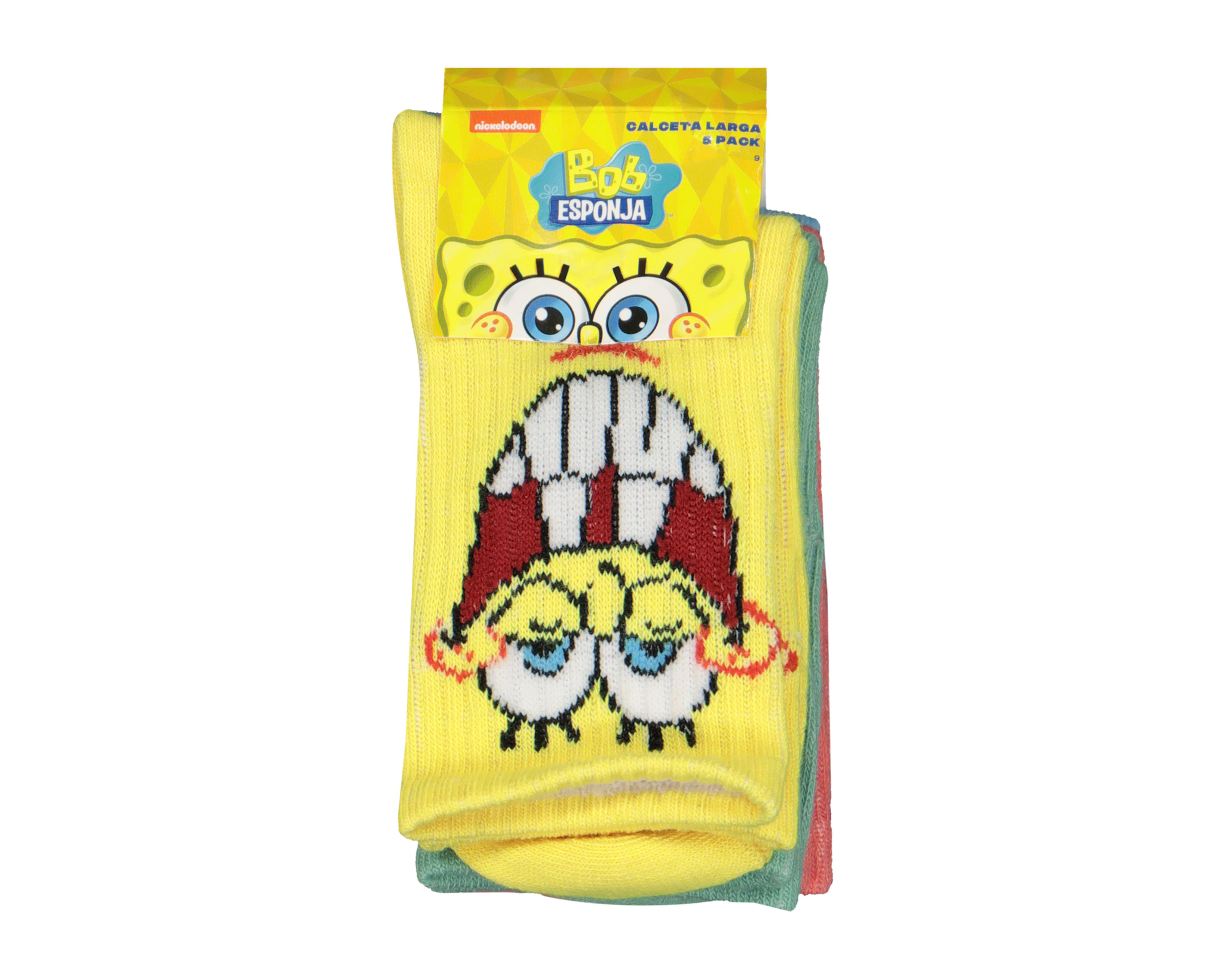 Foto 4 pulgar | Calcetas Largas Bob Esponja para Niño 5 Pares