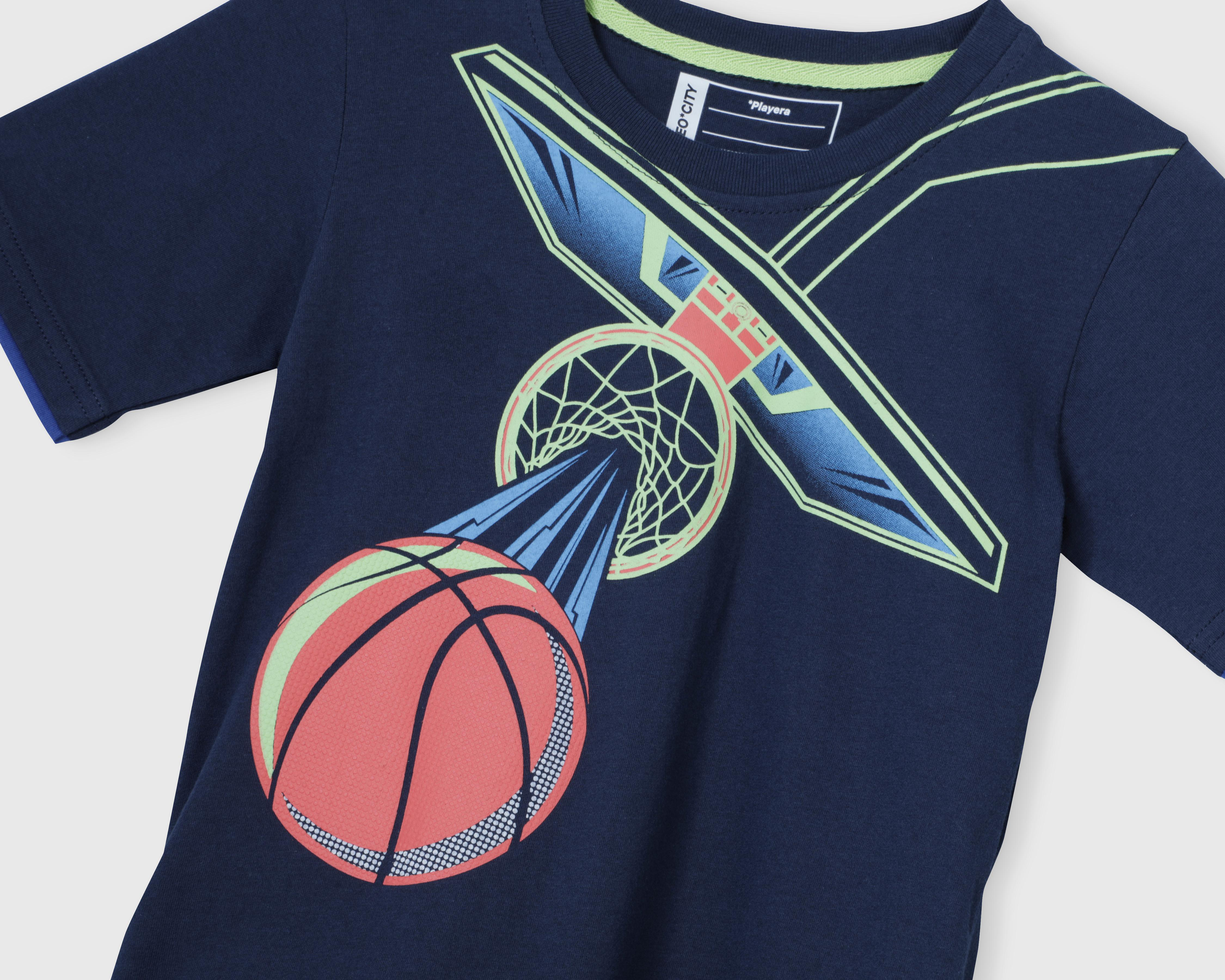 Foto 4 pulgar | Playera Neo*City Manga Corta Estampada para Niño