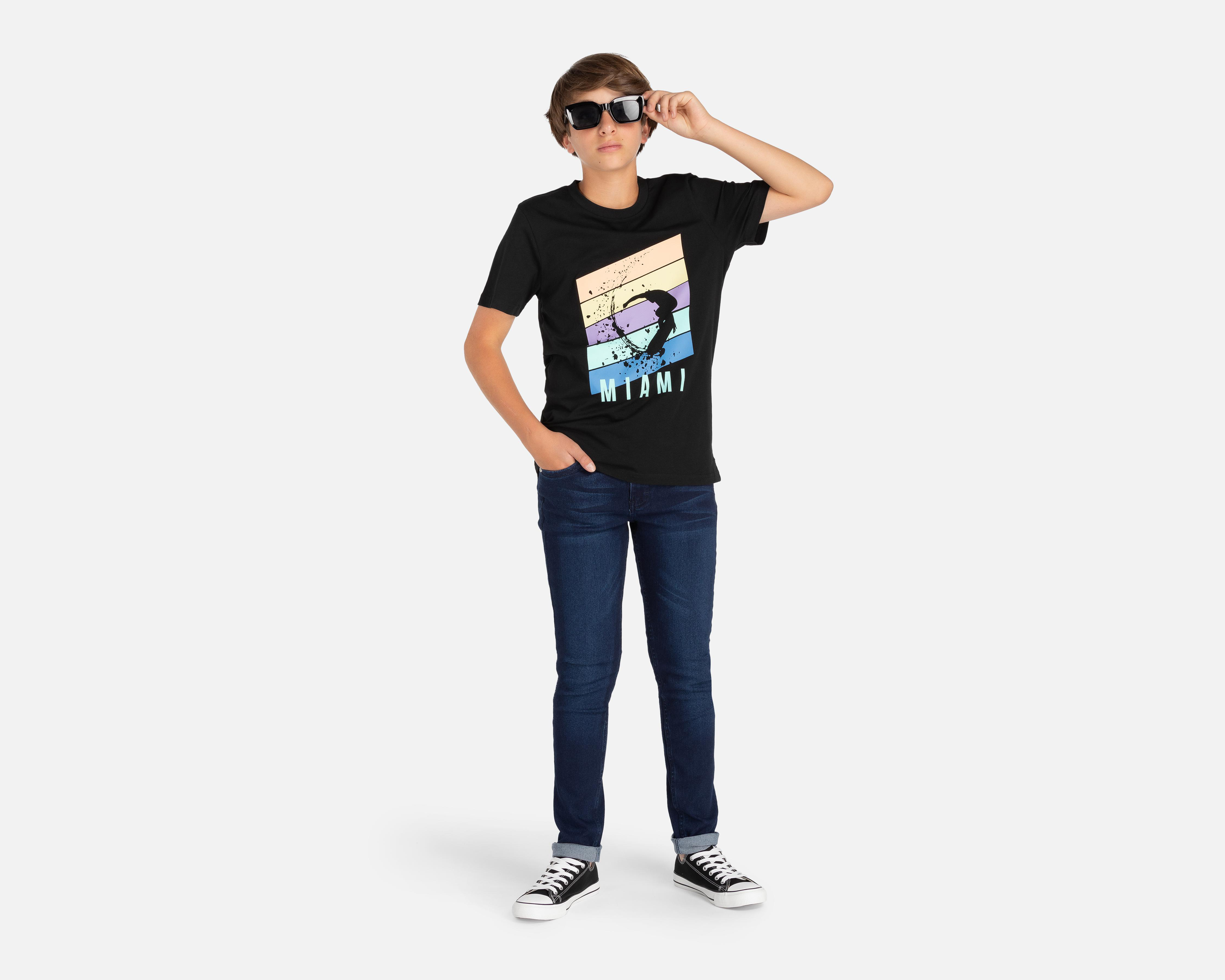 Foto 4 pulgar | Playera Neo*City Manga Corta Estampada Juvenil