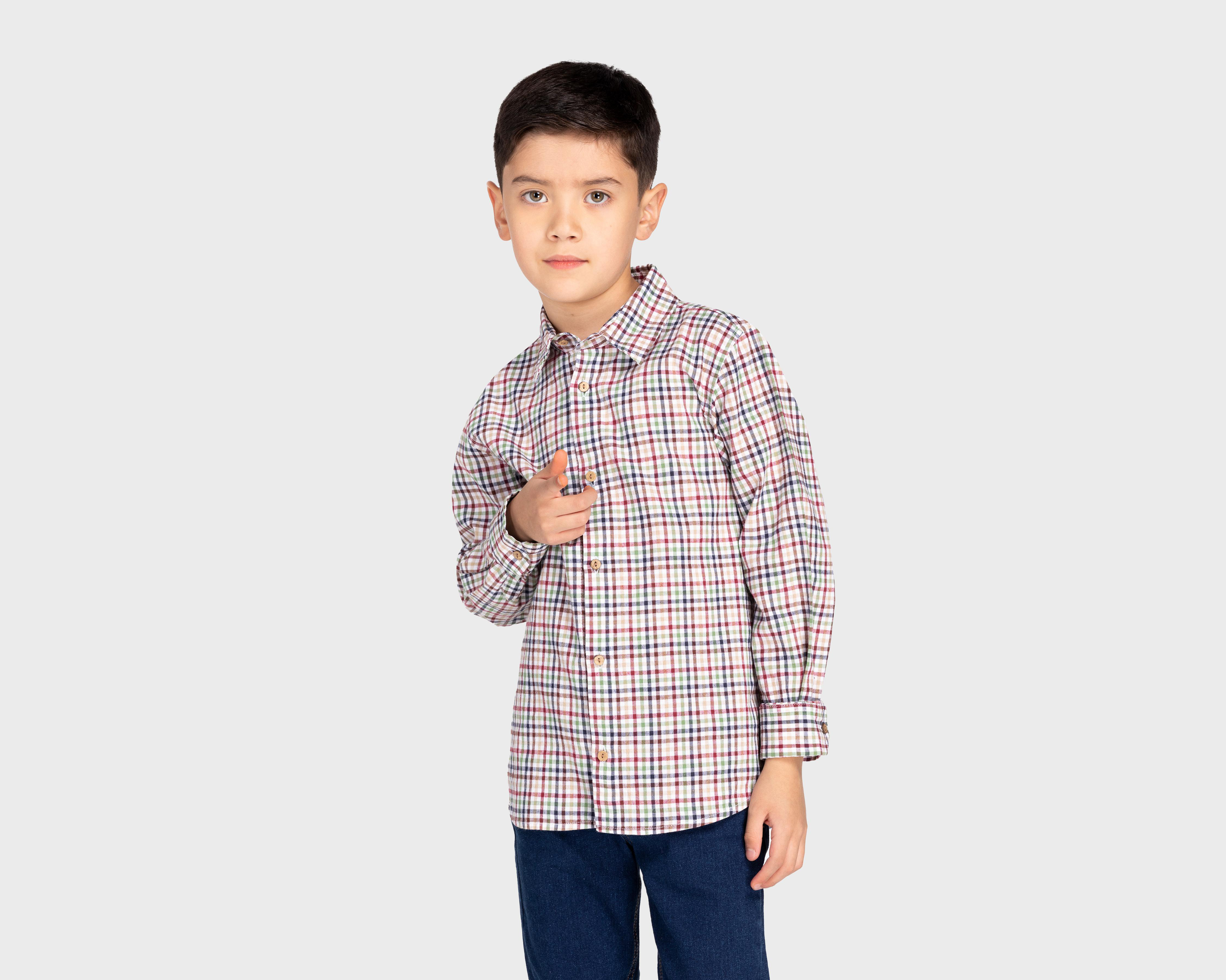 Camisa Refill Manga Larga a Cuadros para Niño