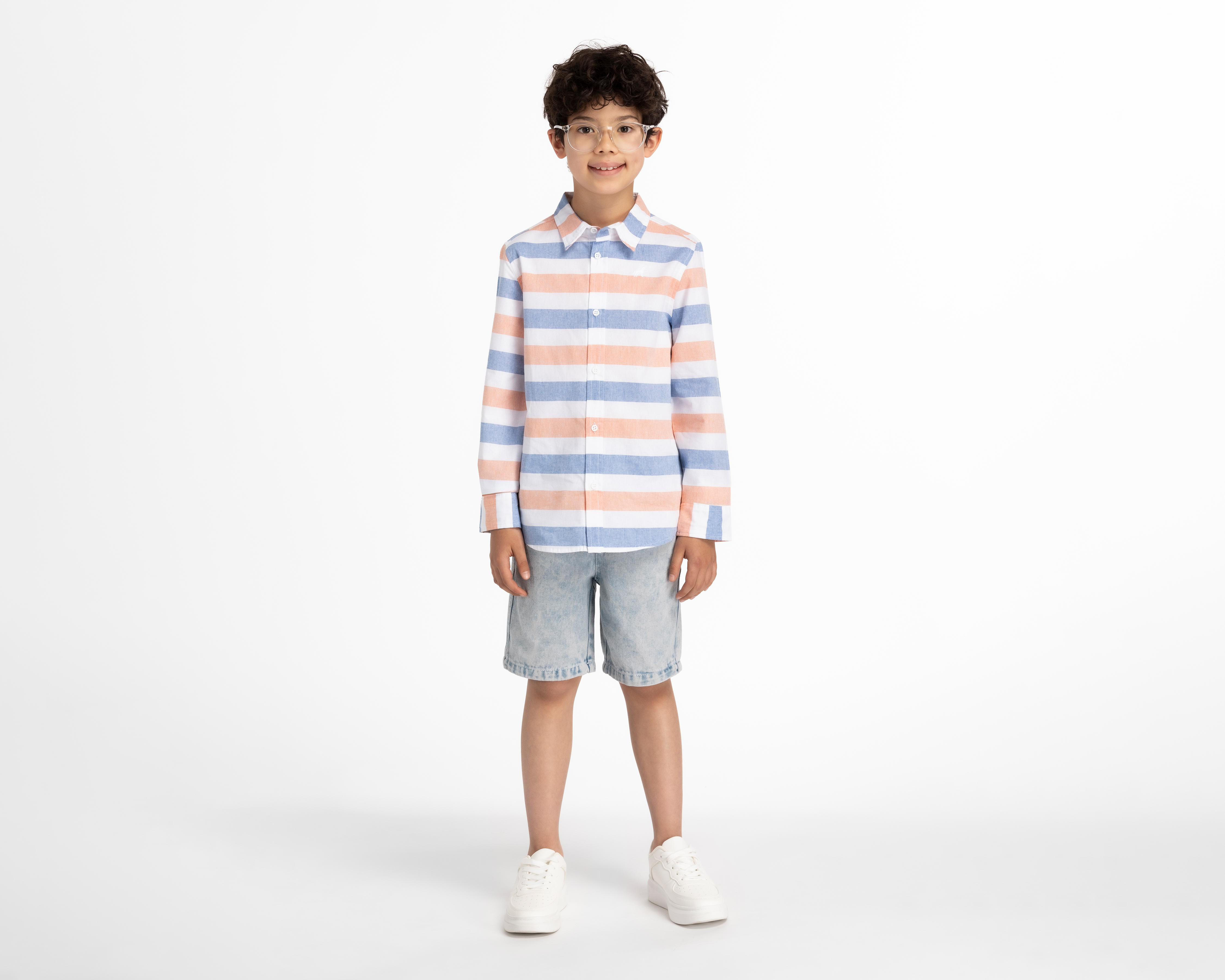 Foto 4 pulgar | Camisa Refill Manga Larga de Rayas para Niño