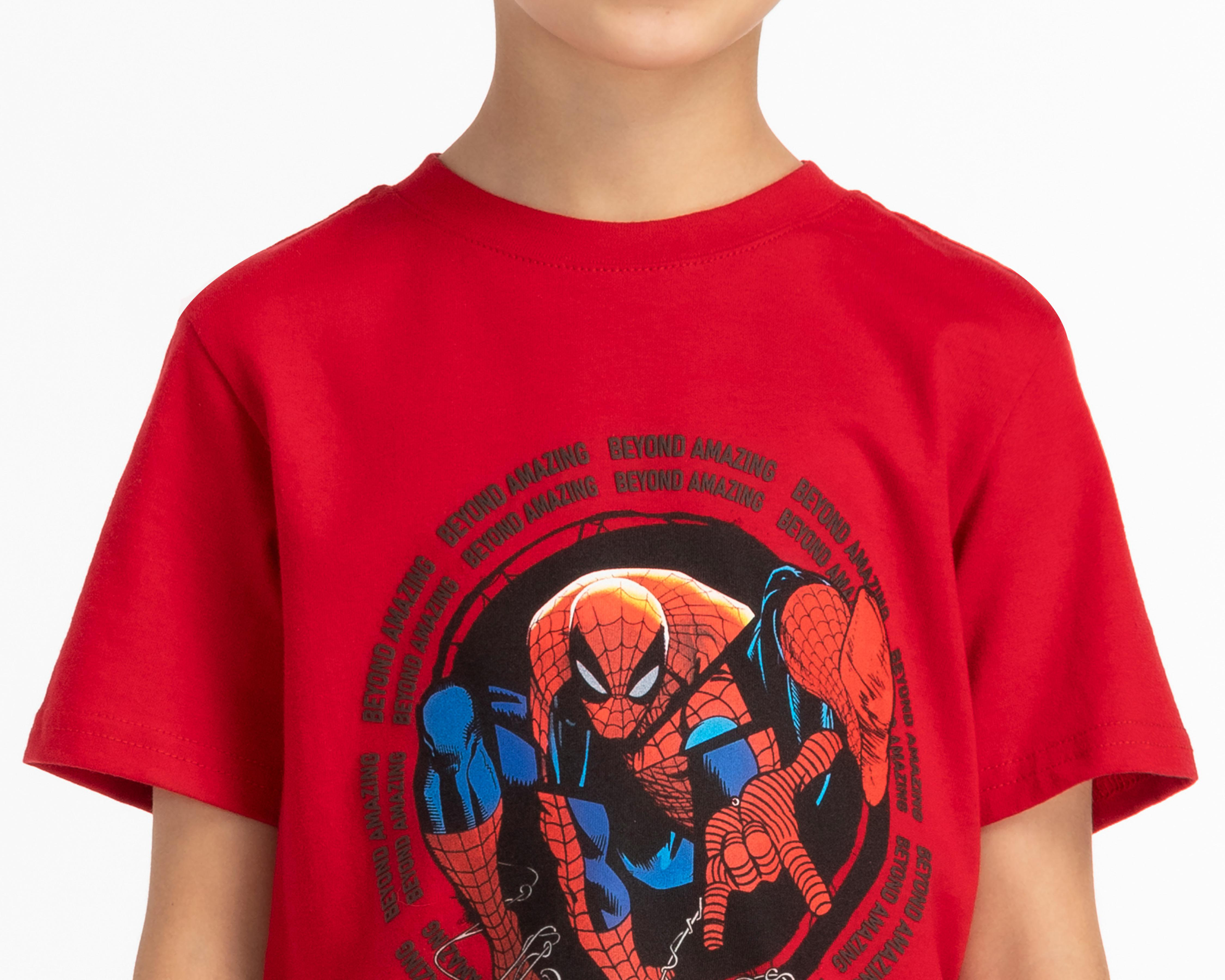 Foto 5 pulgar | Playera Marvel Spider-Man Manga Corta para Niño