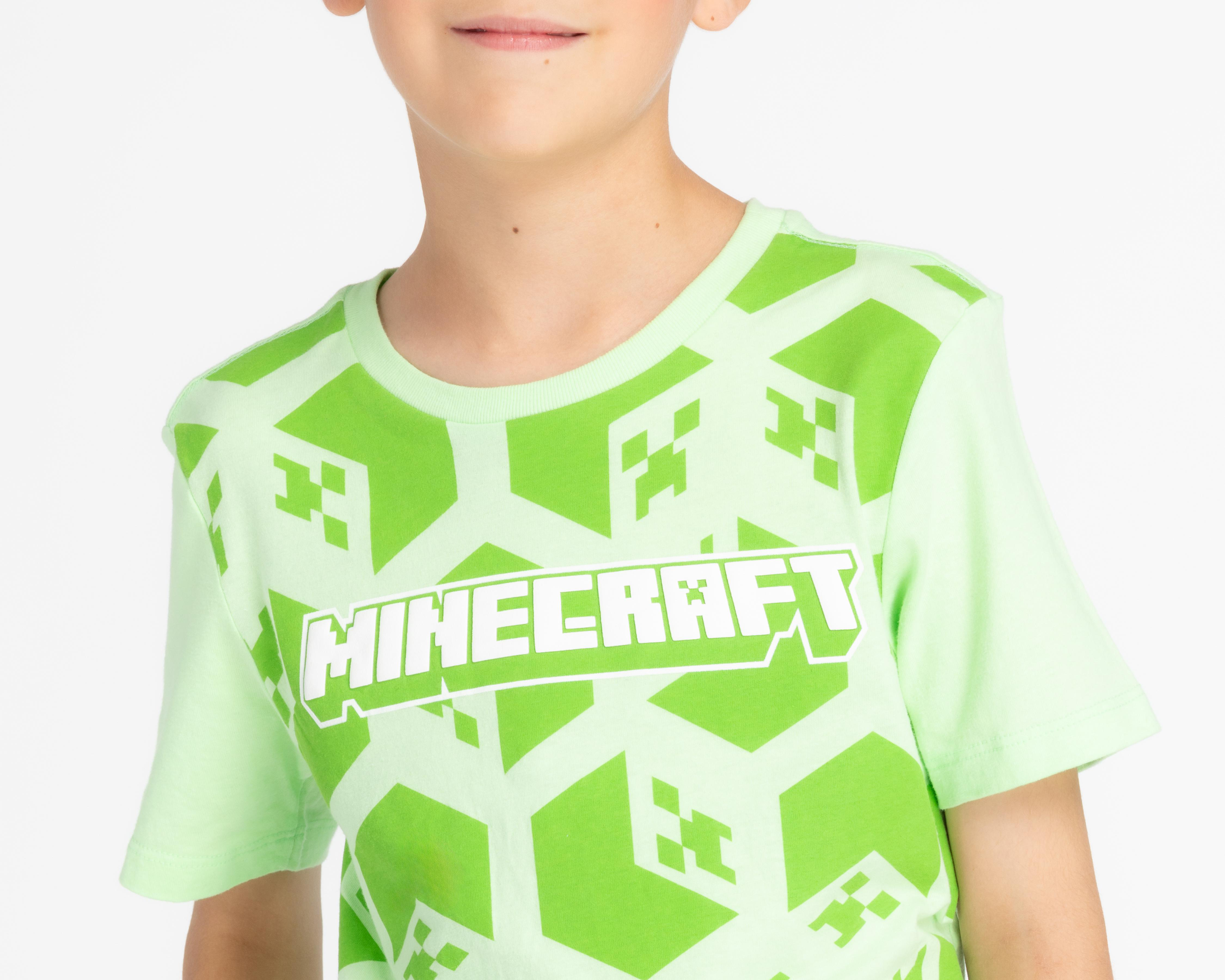 Foto 4 pulgar | Playera Minecraft Manga Corta Estampada para Niño