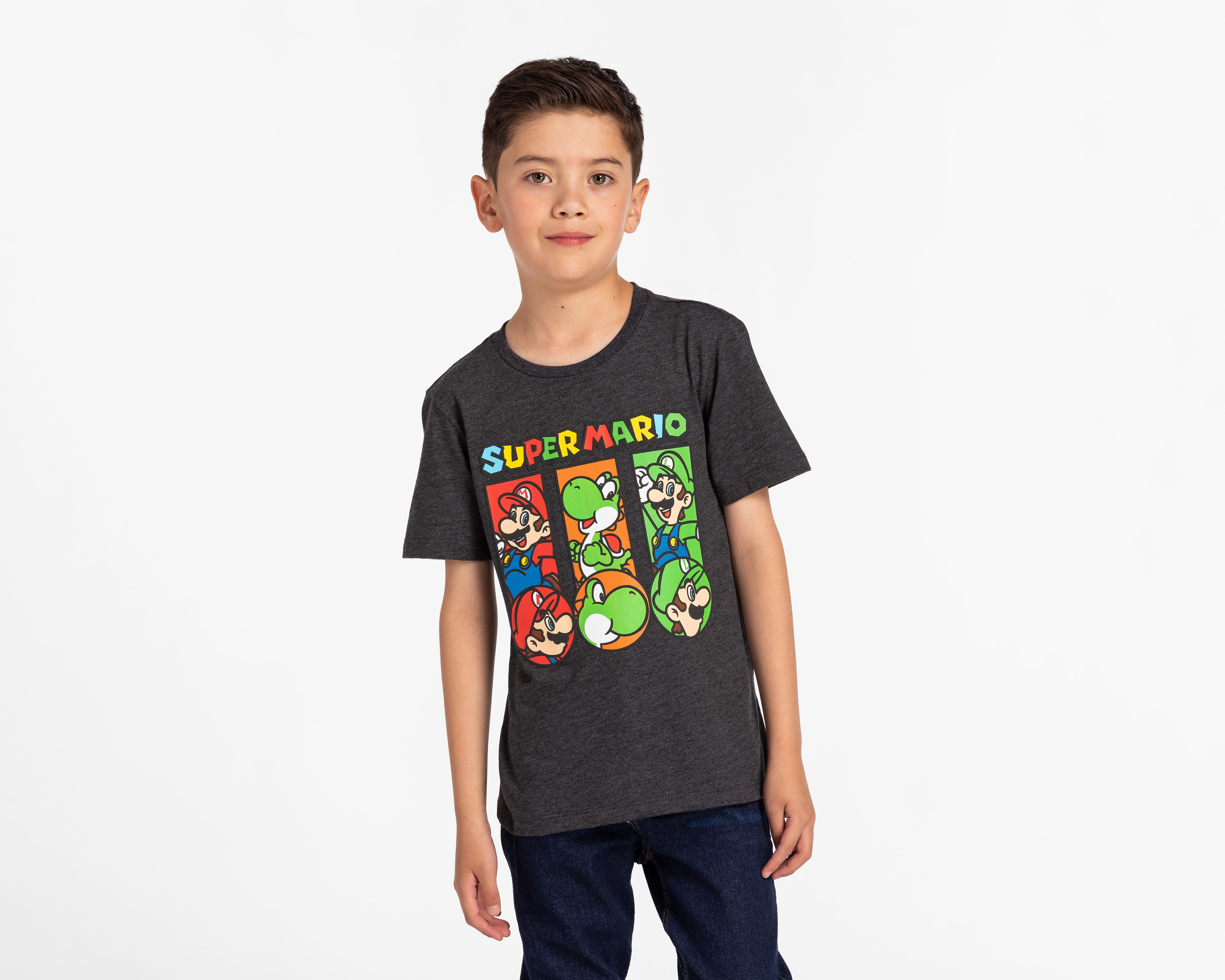 Playera Super Mario Manga Corta Estampada para Niño