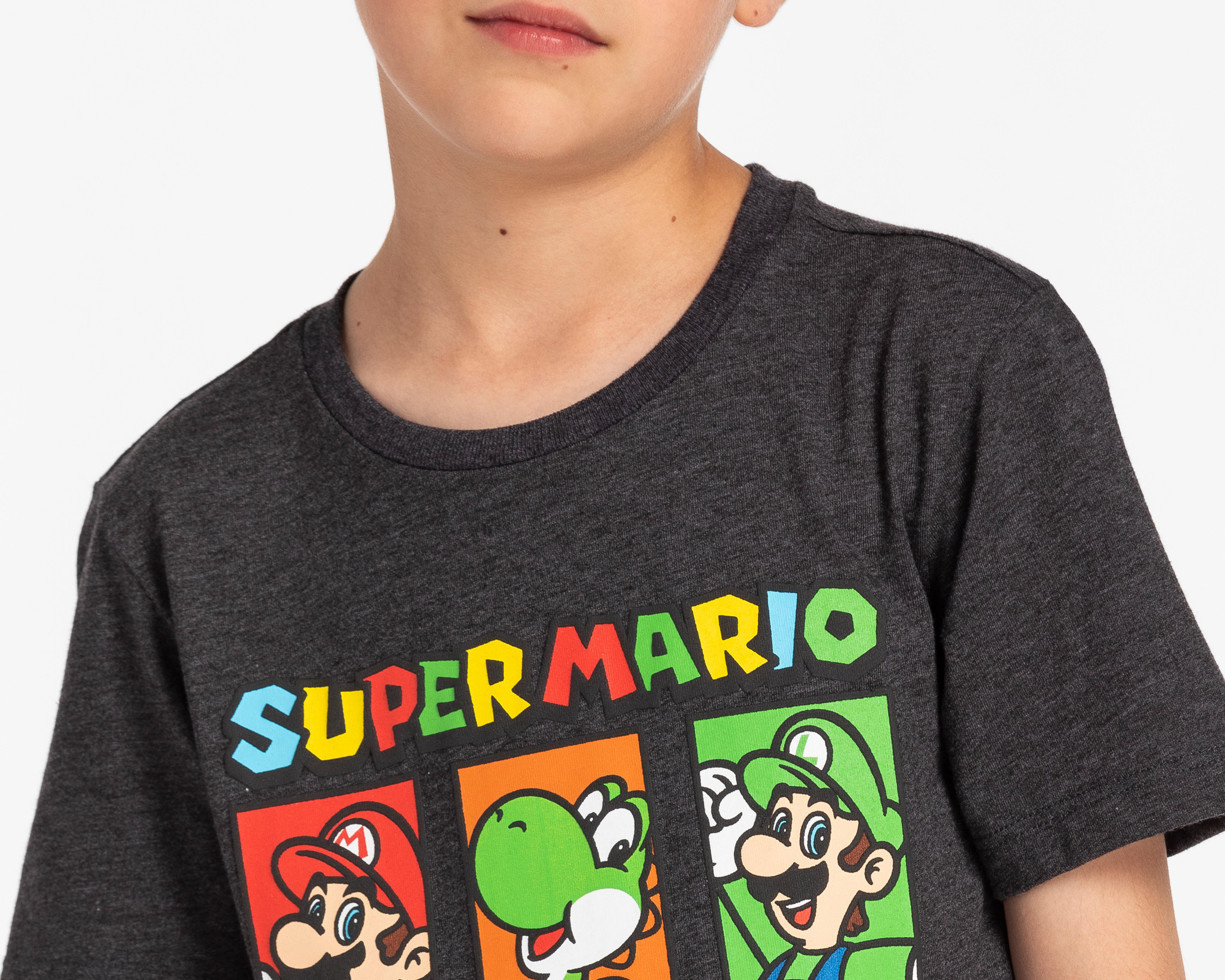 Foto 4 pulgar | Playera Super Mario Manga Corta Estampada para Niño
