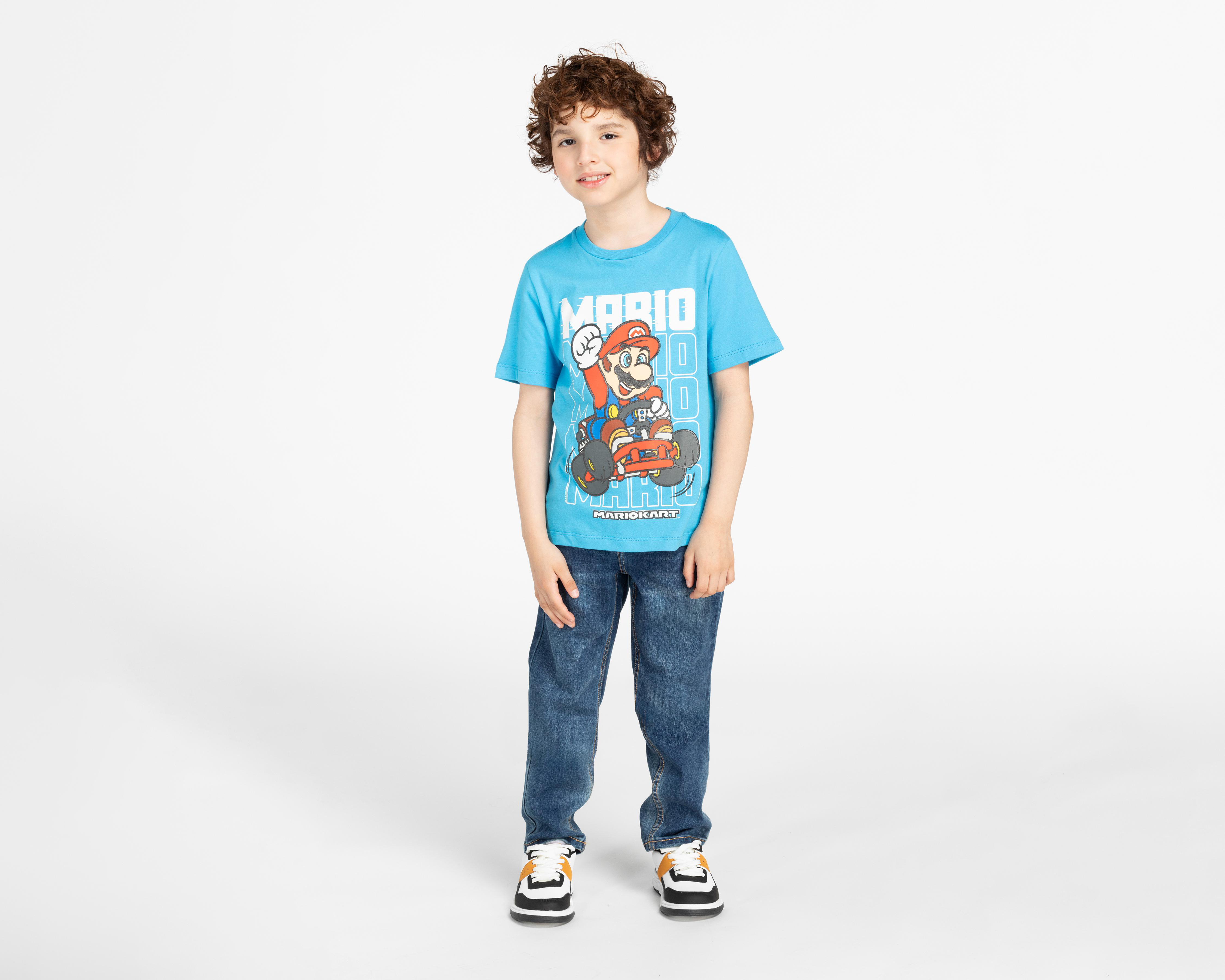 Foto 2 pulgar | Playera Mario Kart Manga Corta Estampada para Niño