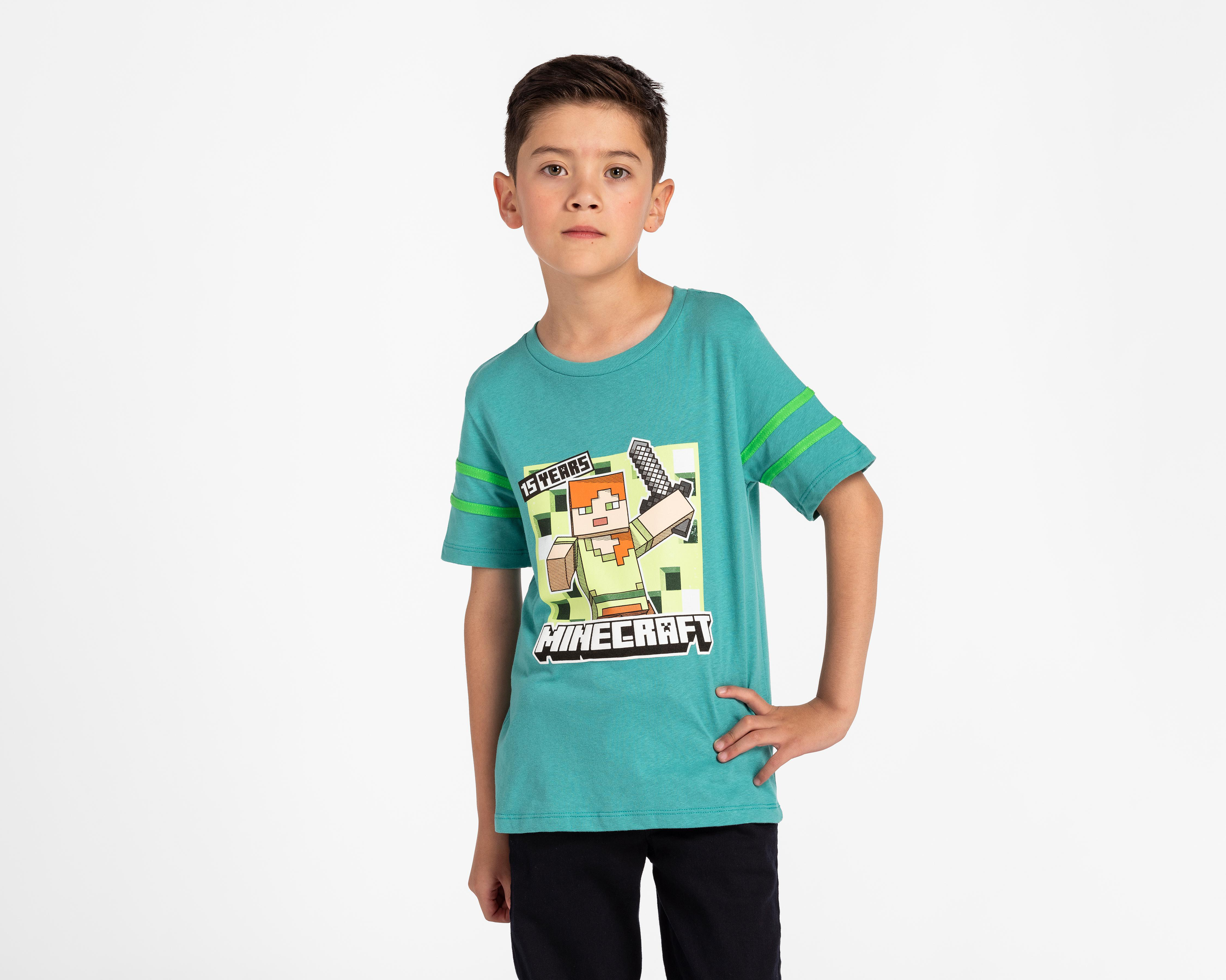 Foto 2 pulgar | Playera Minecraft Manga Corta Estampada para Niño