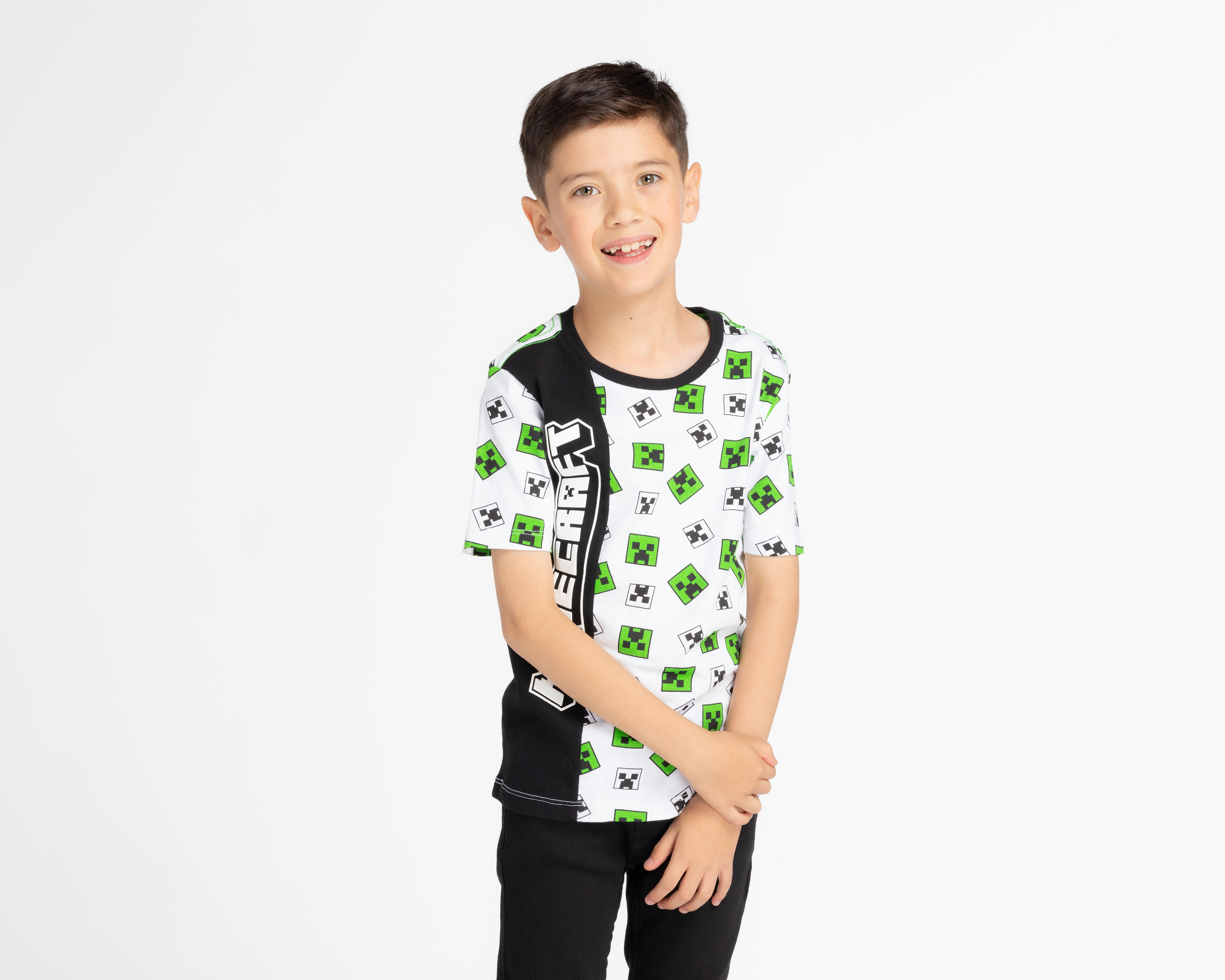 Foto 2 pulgar | Playera Minecraft Manga Corta Estampada para Niño