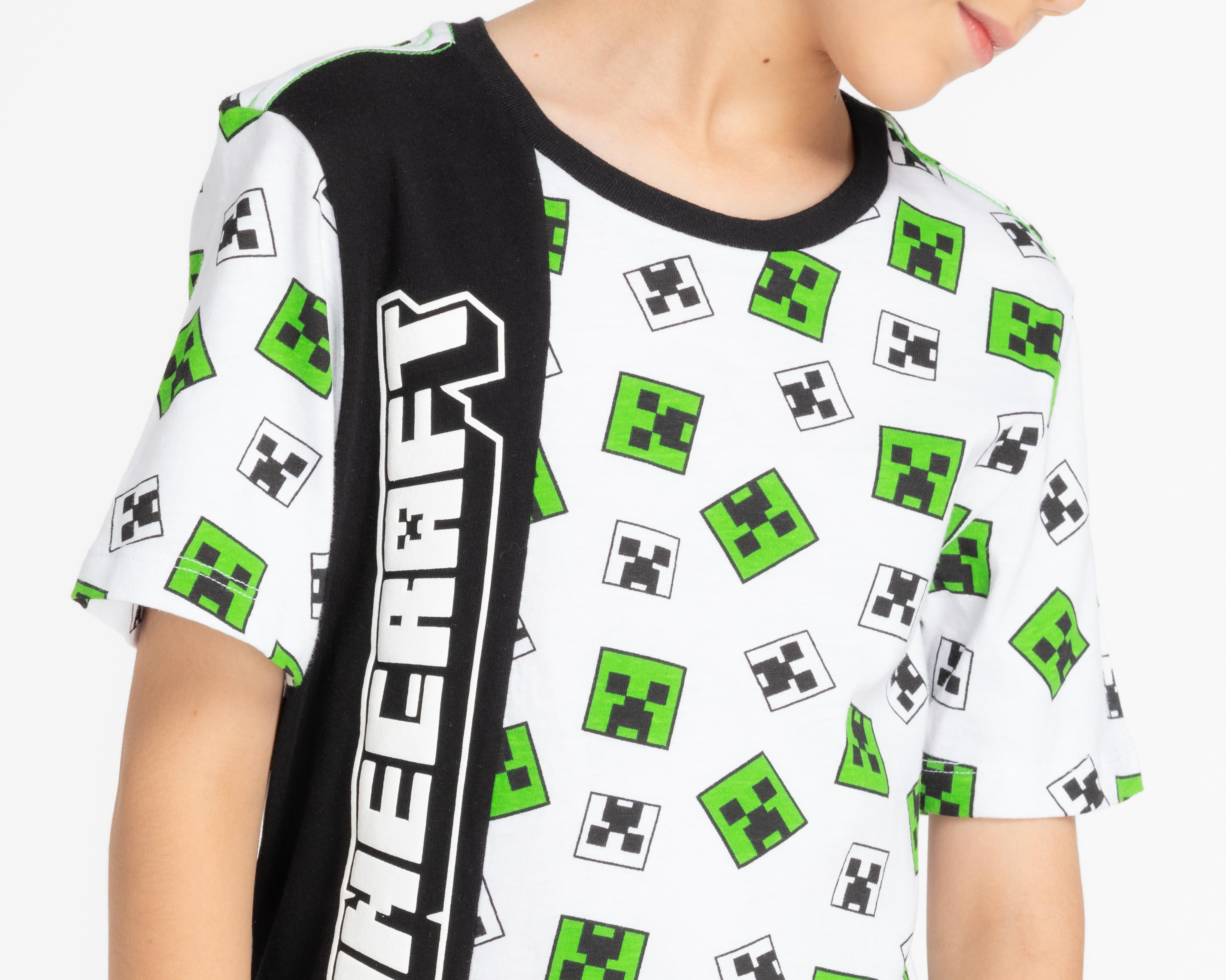 Foto 4 pulgar | Playera Minecraft Manga Corta Estampada para Niño