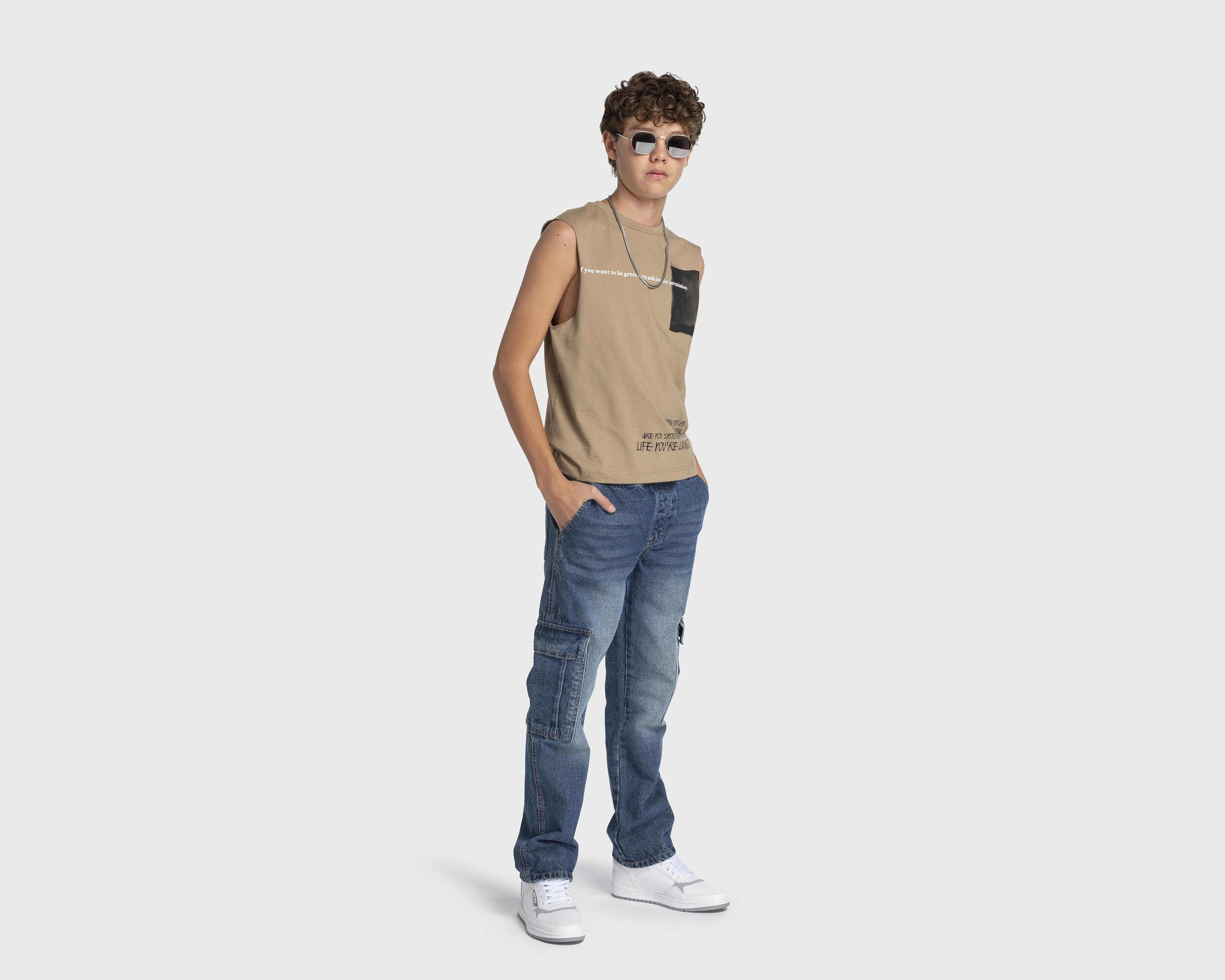 Foto 4 pulgar | Playera Neo*City sin Mangas con Estampado Juvenil