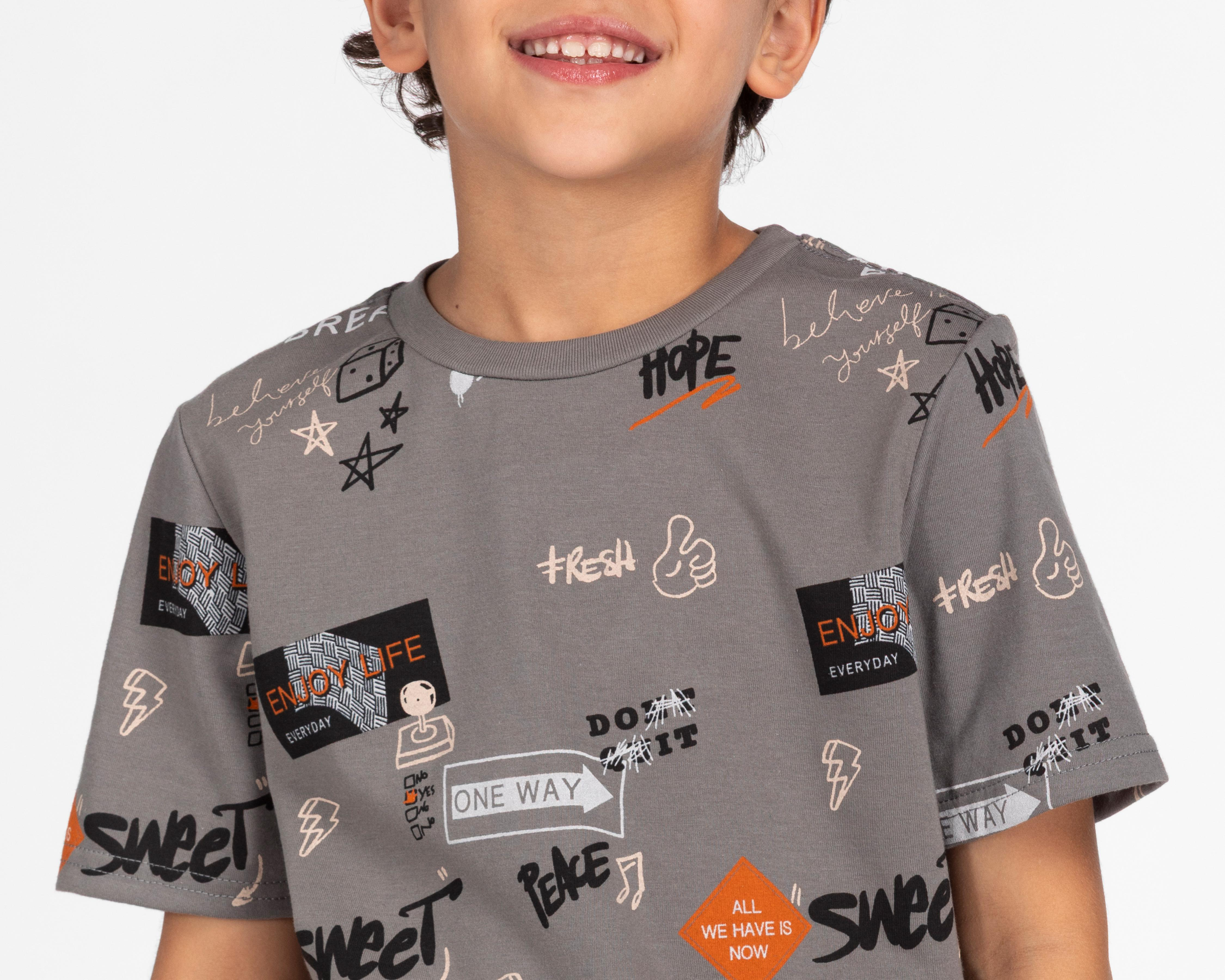 Foto 5 pulgar | Playera Neo*City Manga Corta Estampada para Niño
