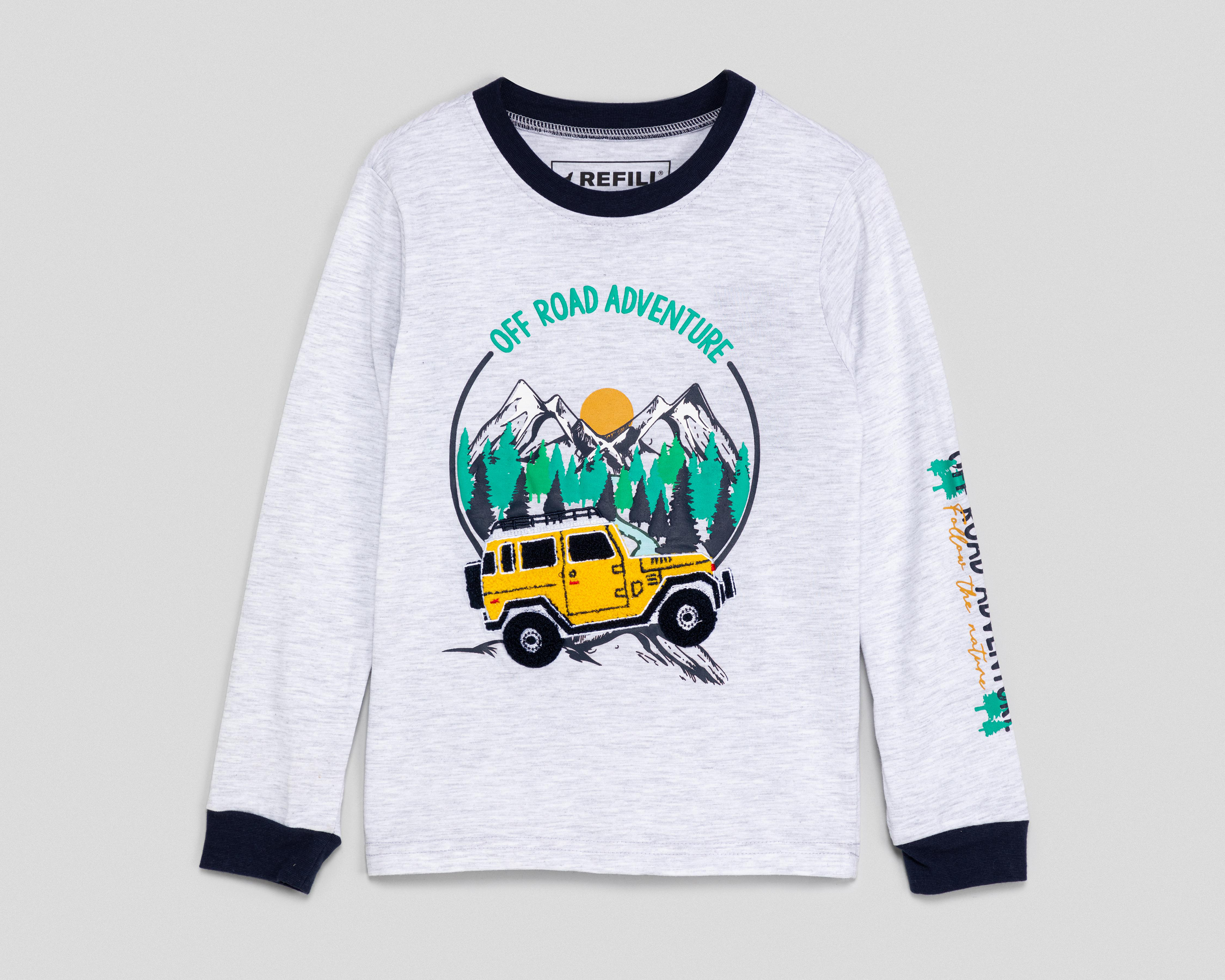 Foto 2 pulgar | Playera Refill Manga Larga Estampada para Niño