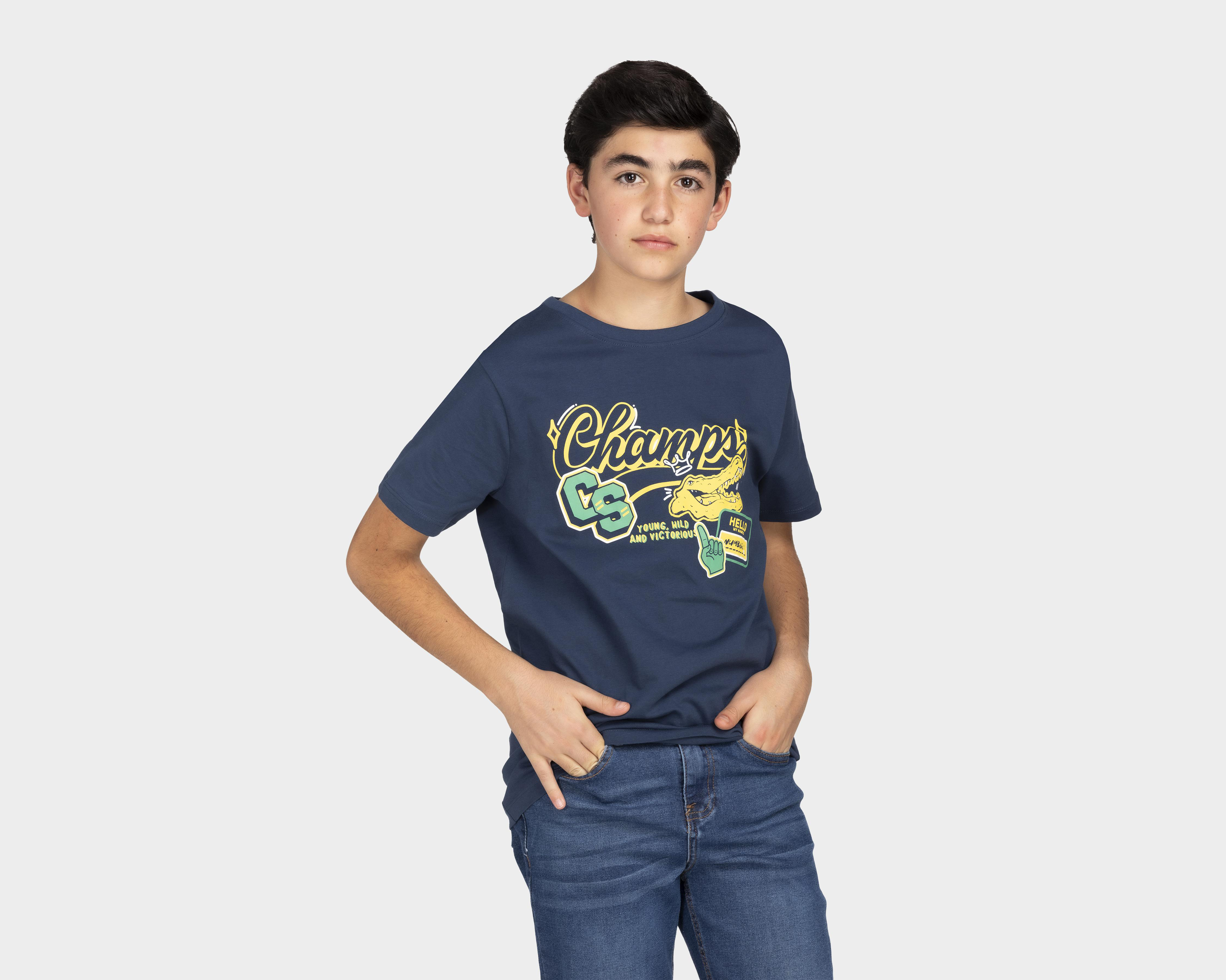 Playera Refill Manga Corta Estampada para Niño