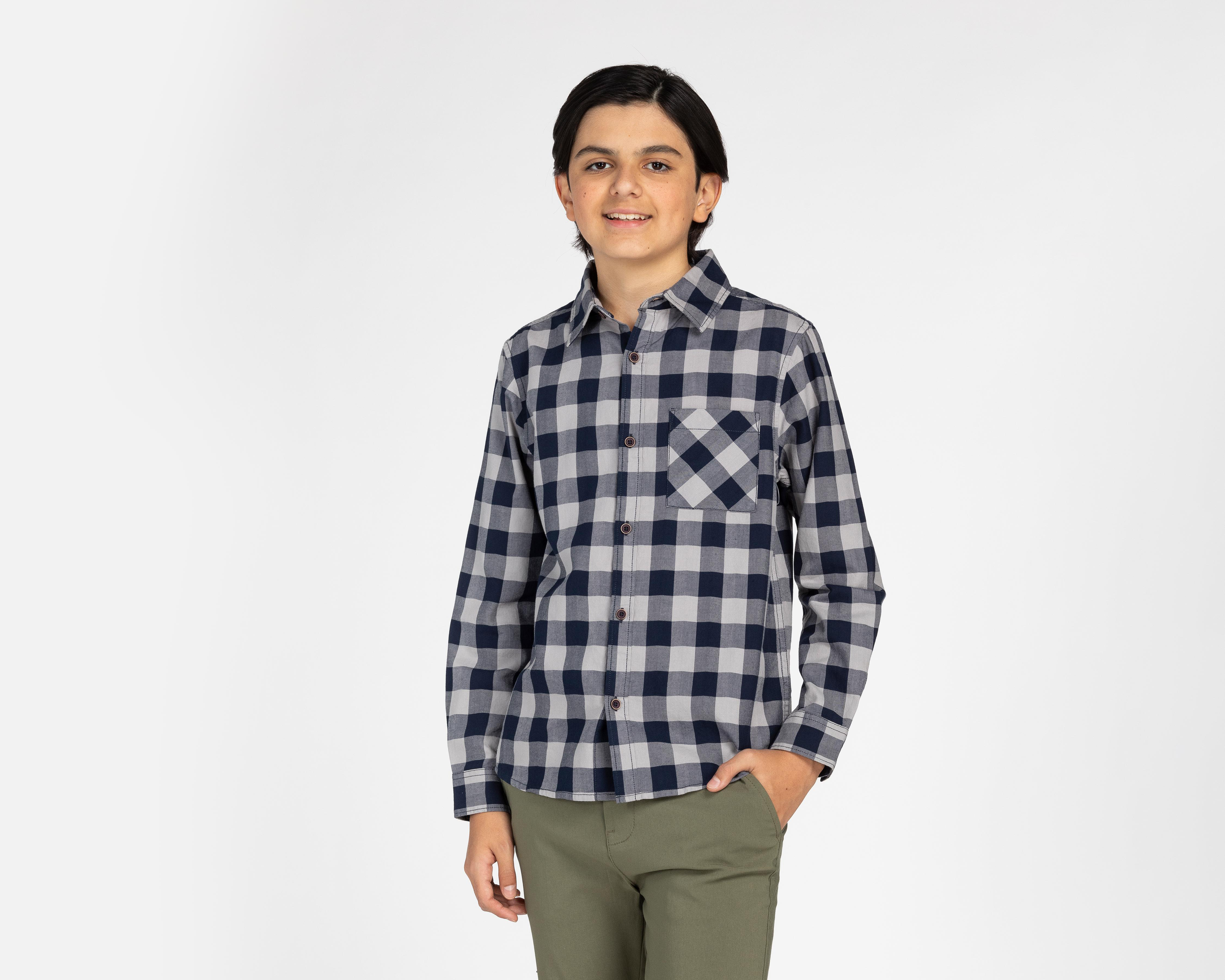 Camisa Refill Manga Larga a Cuadros Juvenil