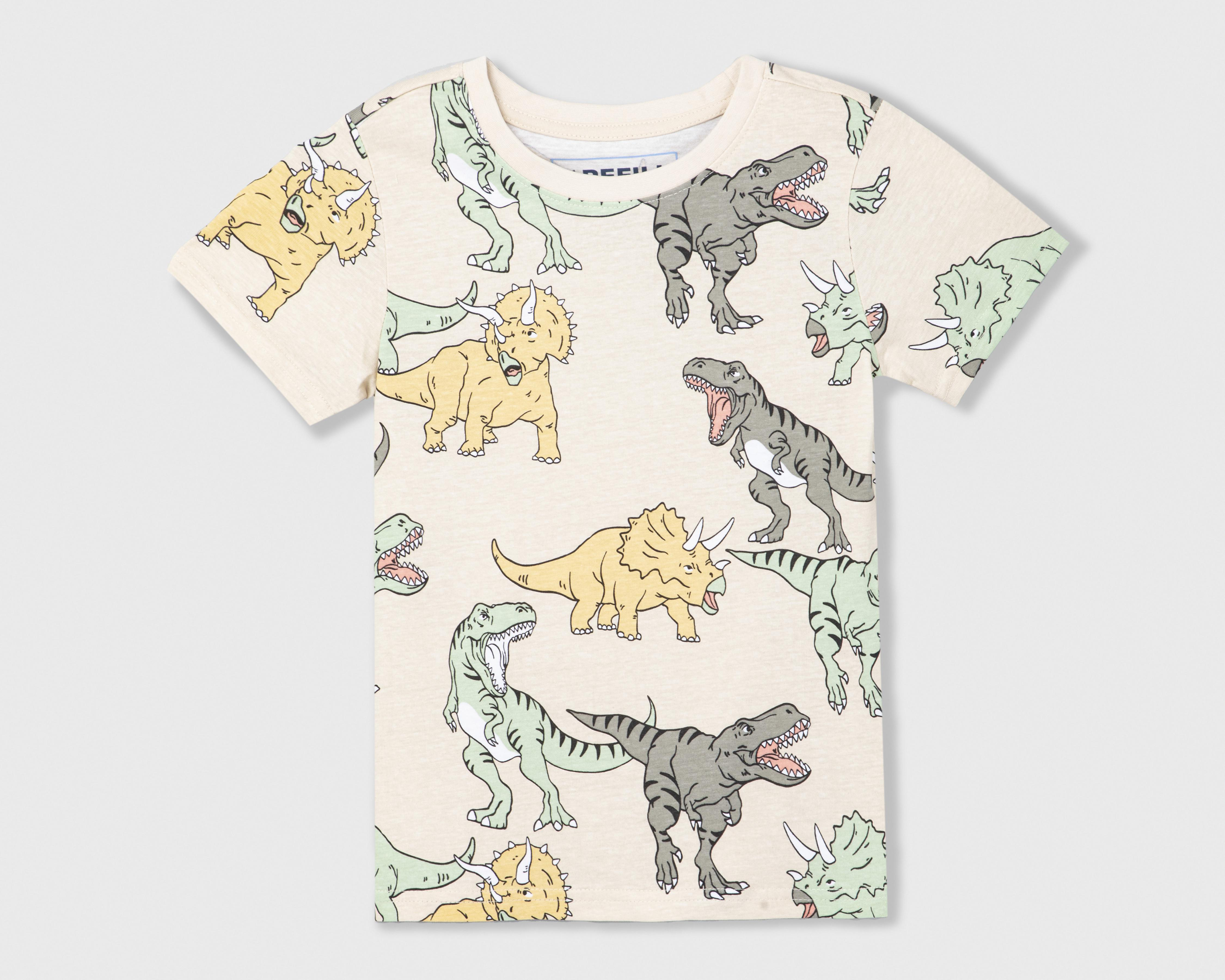 Playera Refill Manga Corta con Print de Dinosaurios para Niño