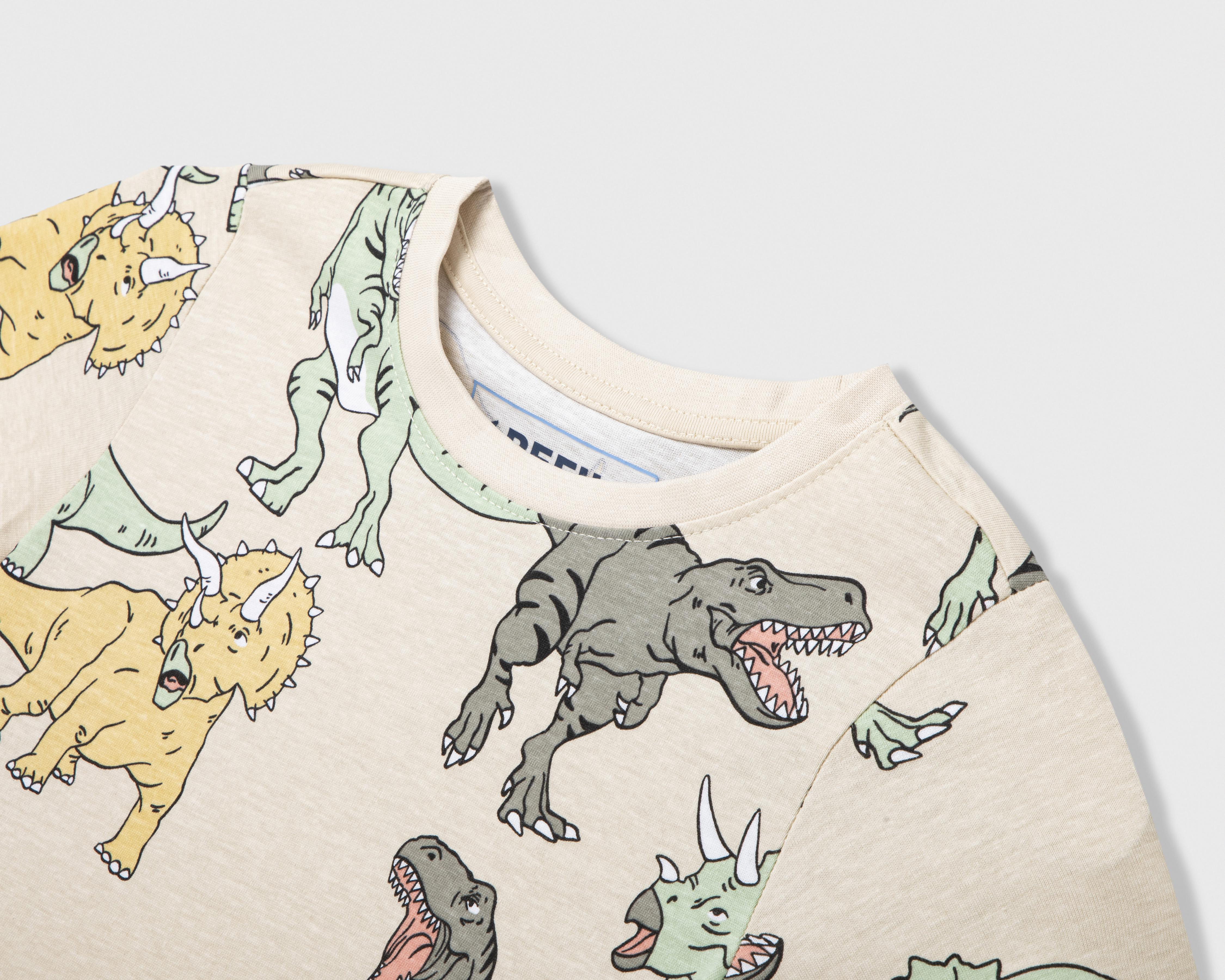 Foto 3 | Playera Refill Manga Corta con Print de Dinosaurios para Niño