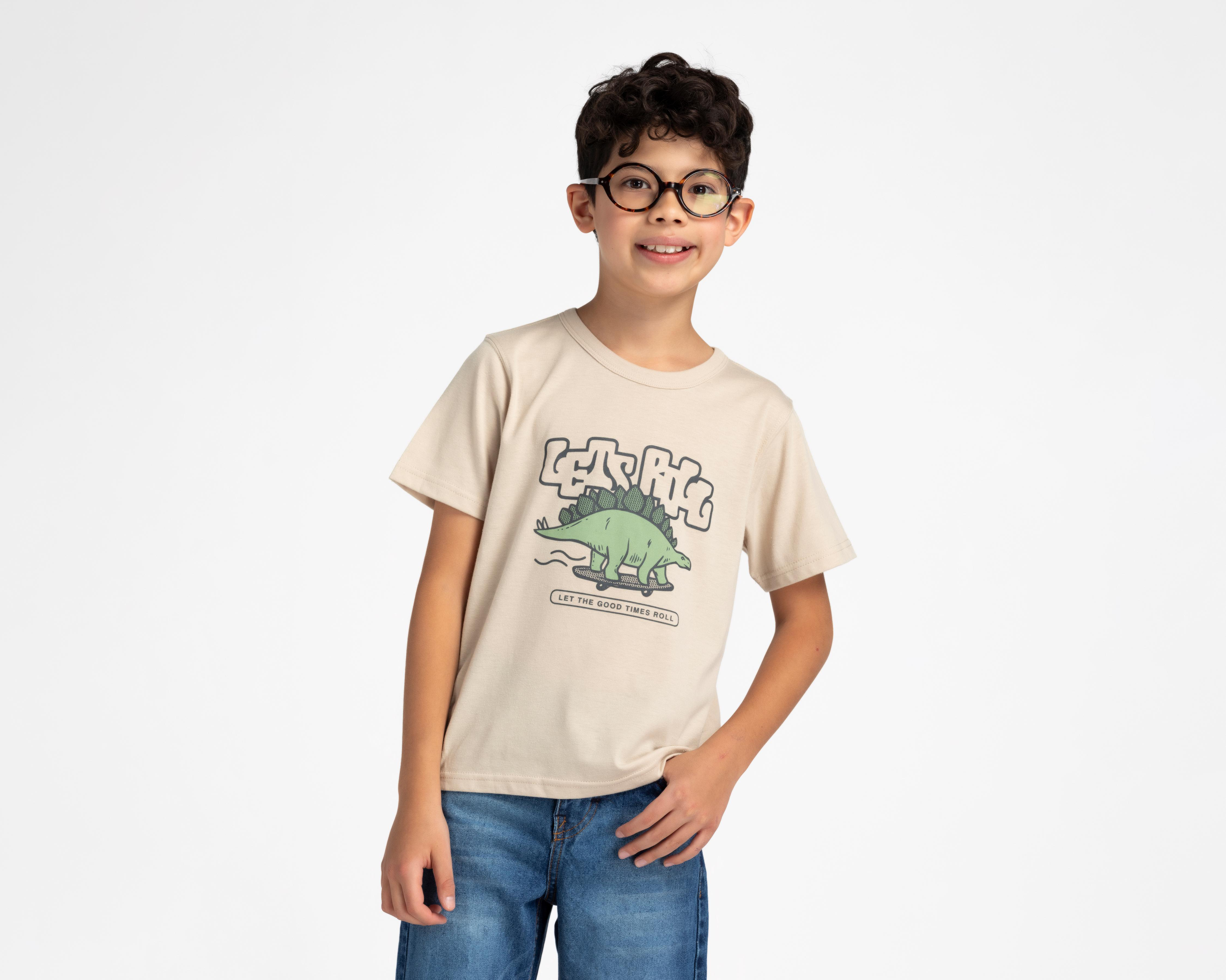 Foto 2 pulgar | Playera Refill Manga Corta con Print de Dinosaurio para Niño