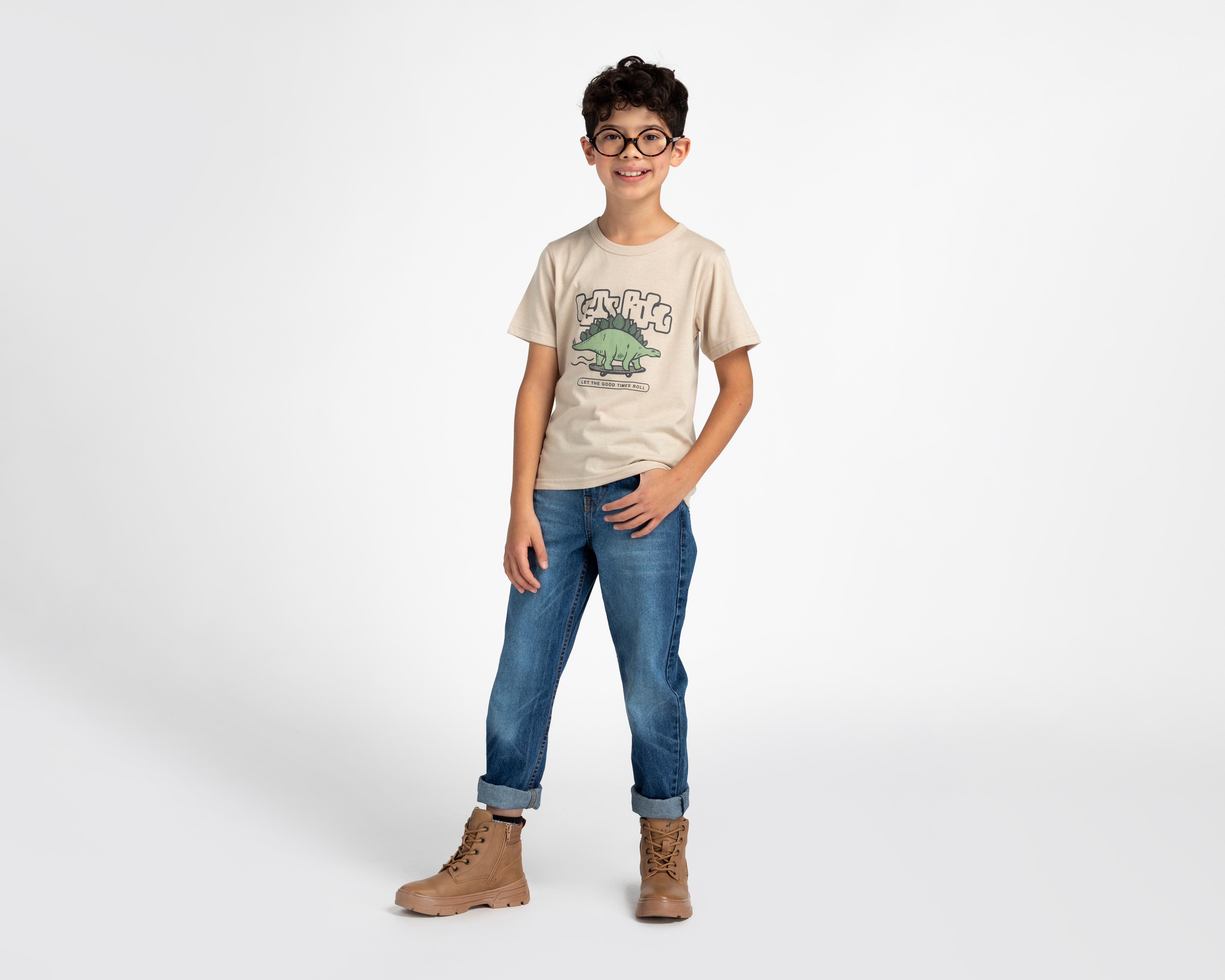 Foto 4 pulgar | Playera Refill Manga Corta con Print de Dinosaurio para Niño