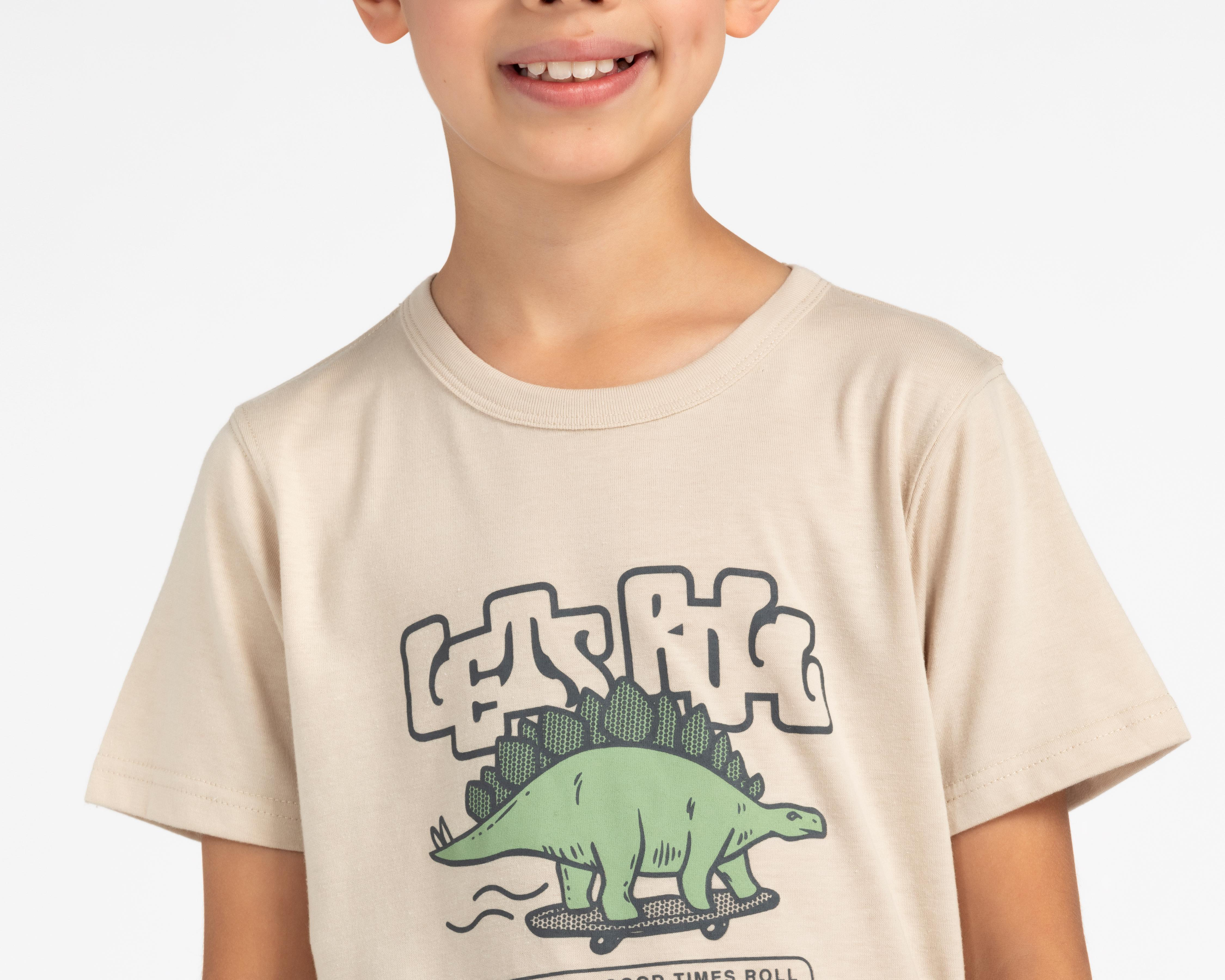 Foto 5 pulgar | Playera Refill Manga Corta con Print de Dinosaurio para Niño