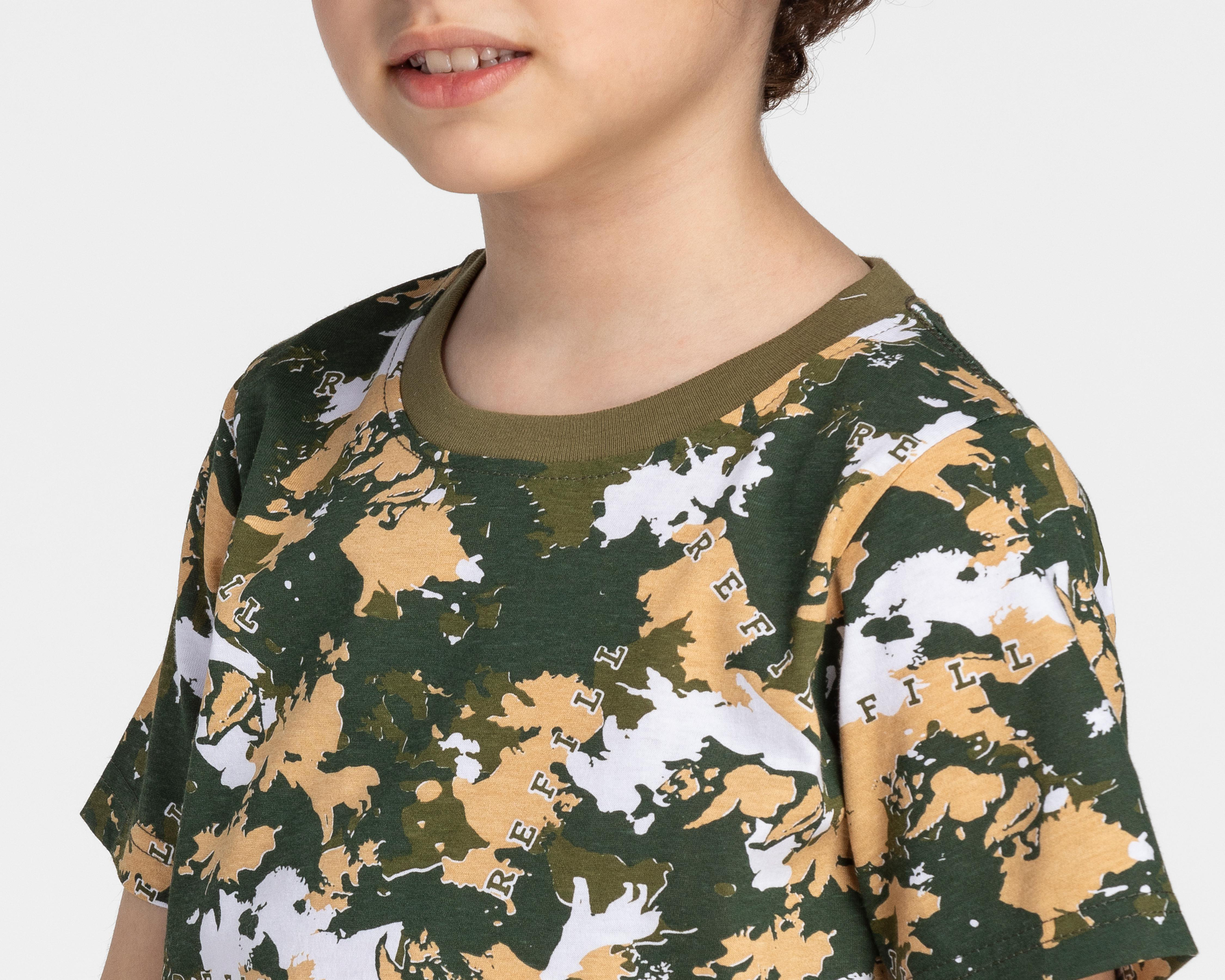 Foto 5 pulgar | Playera Refill Manga Corta Camuflada para Niño