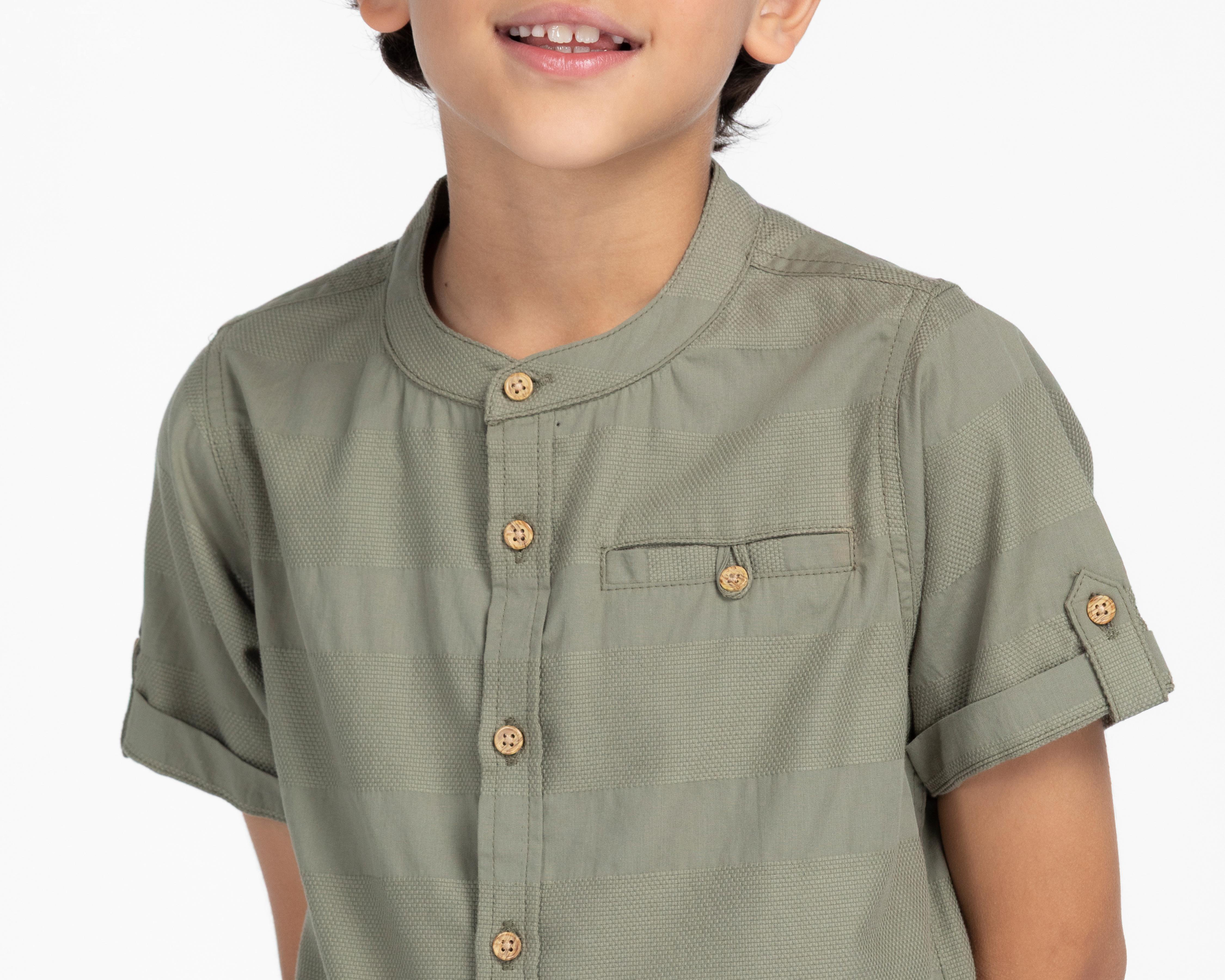 Foto 5 pulgar | Camisa Refill Manga Corta a Rayas para Niño