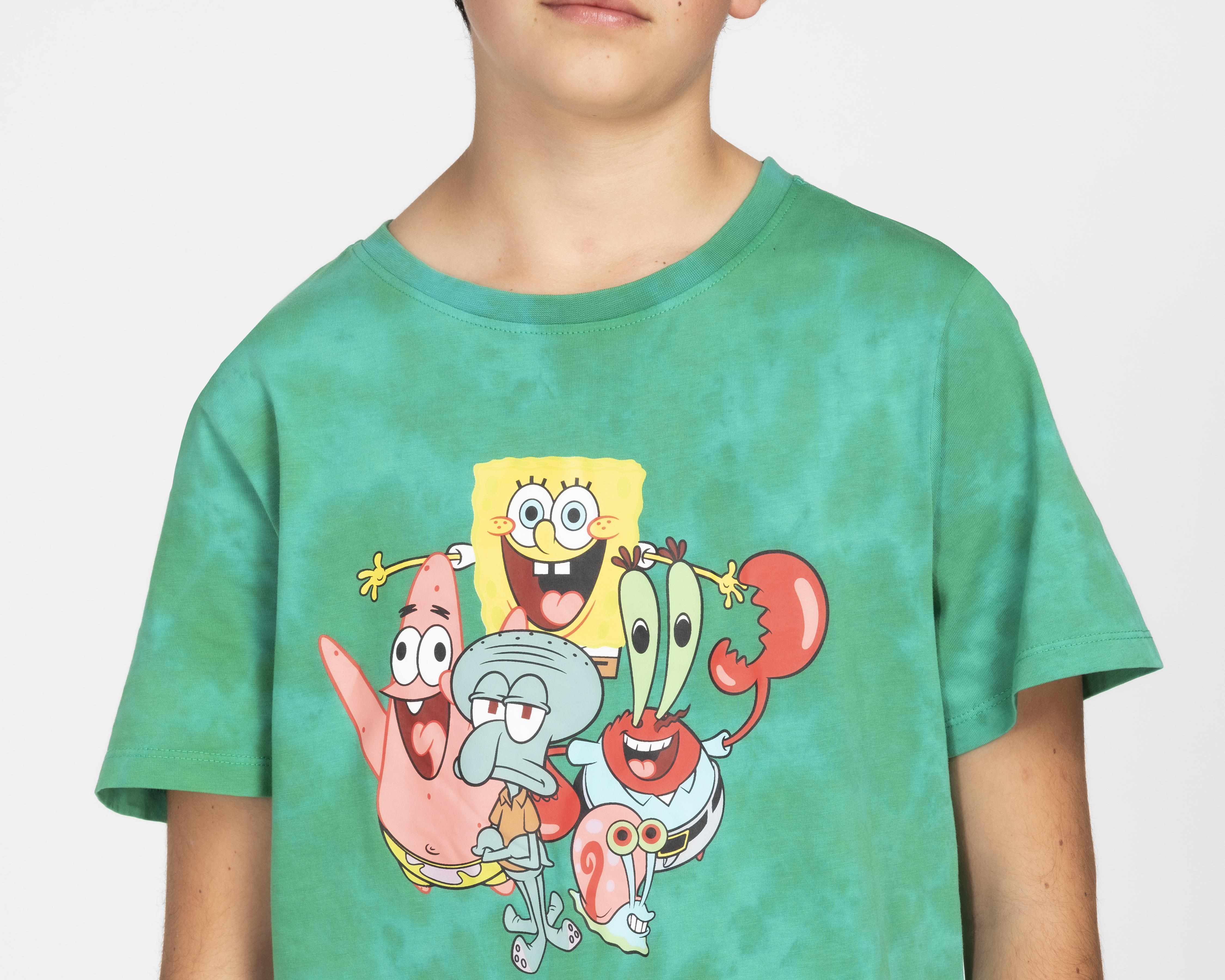 Foto 4 pulgar | Playera Bob Esponja Manga Corta Tie Dye para Niño