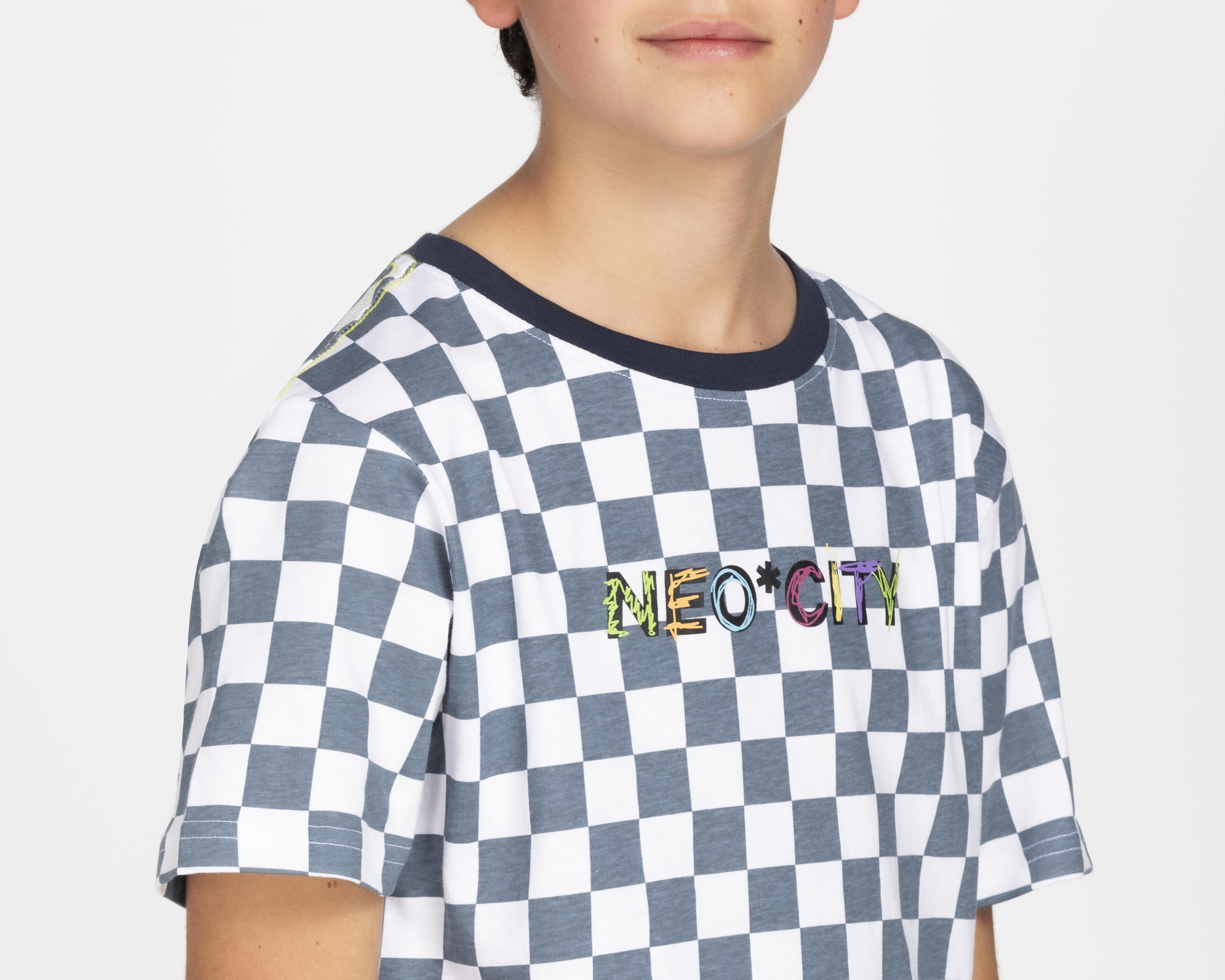 Foto 4 | Playera Neo*City Manga Corta a Cuadros Juvenil