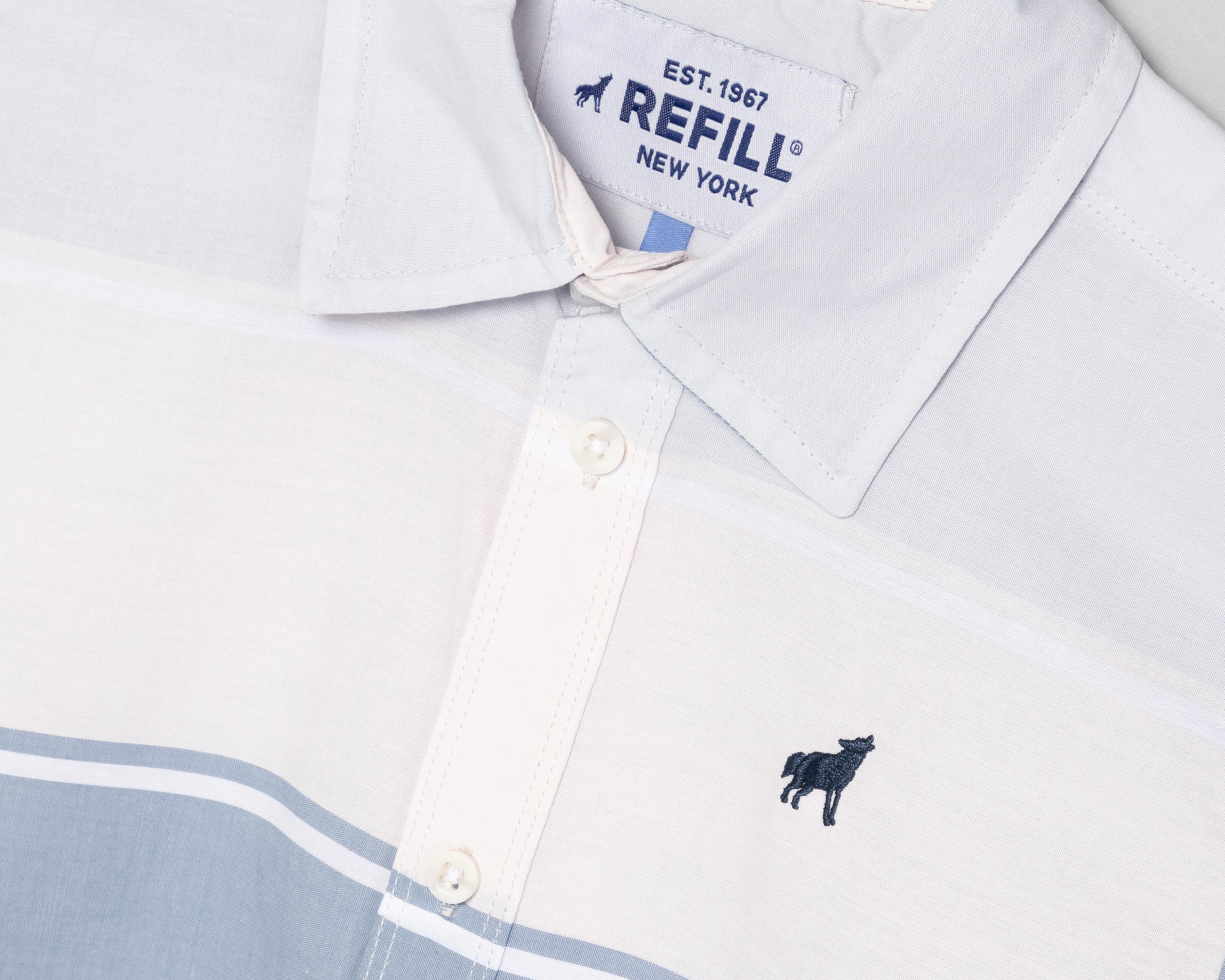Foto 3 | Camisa Refill Manga Corta a Rayas para Niño