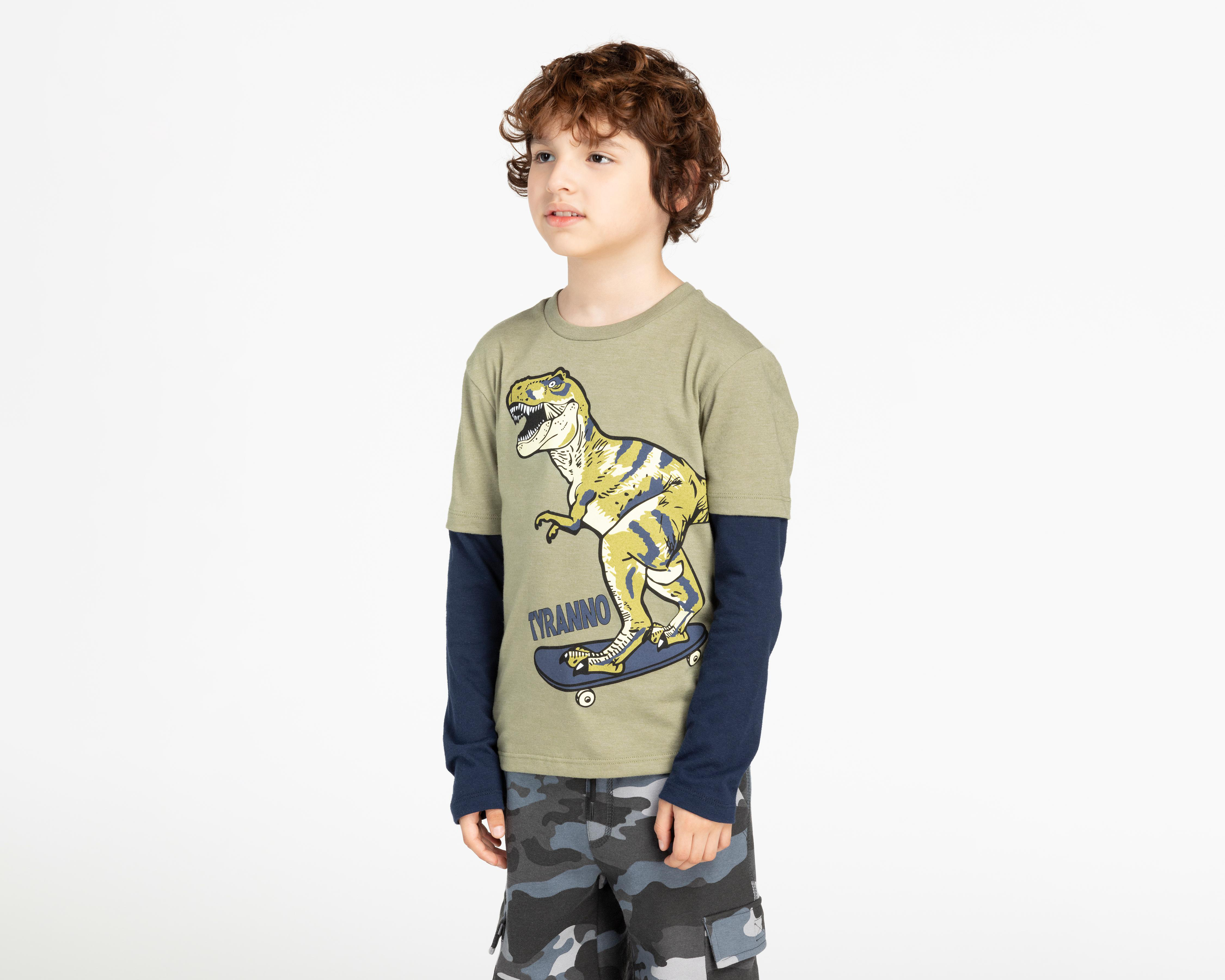 Playera Refill Manga Larga Dinosaurio para Niño