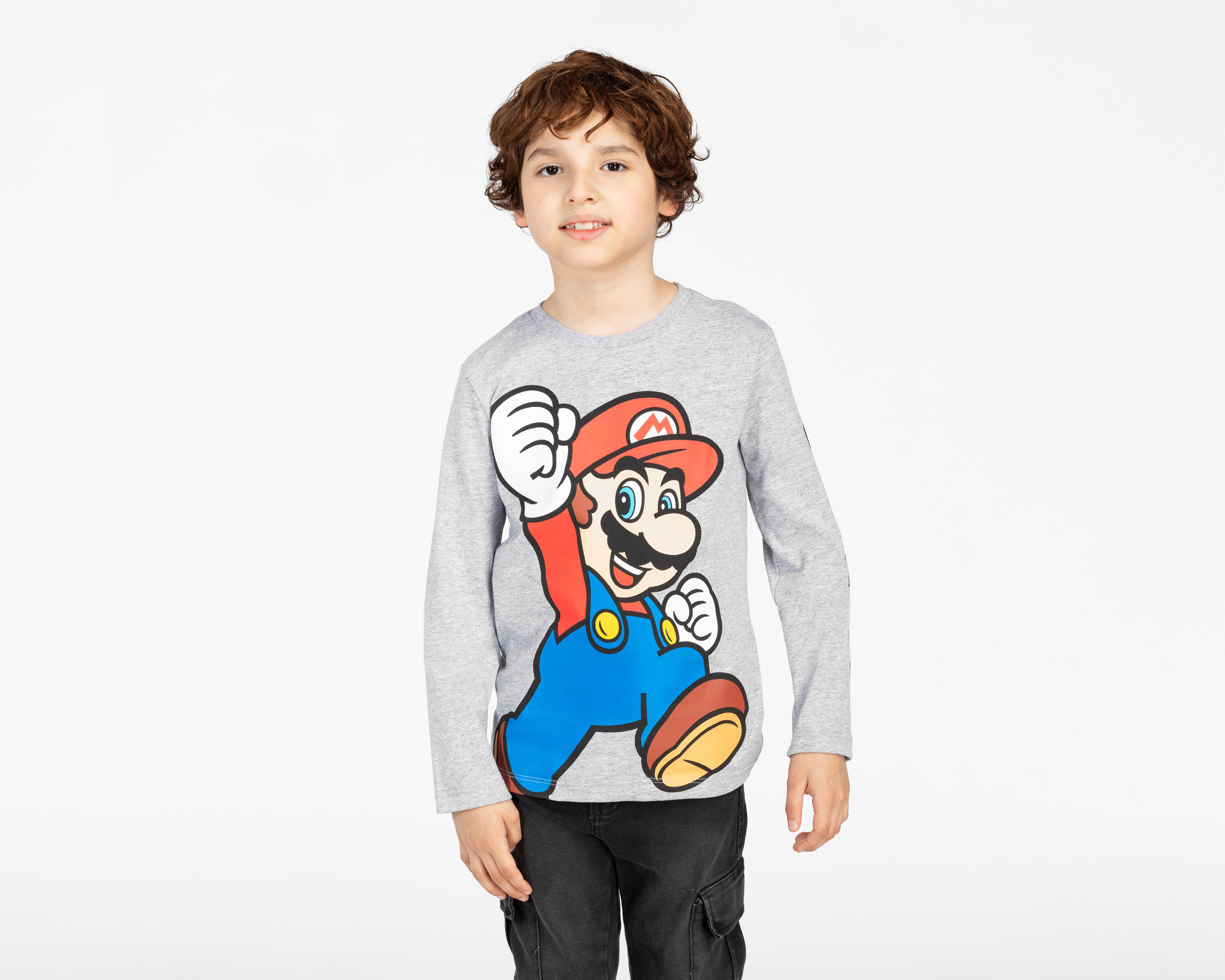 Foto 2 pulgar | Playera Mario Bro's Manga Larga Estampada para Niño