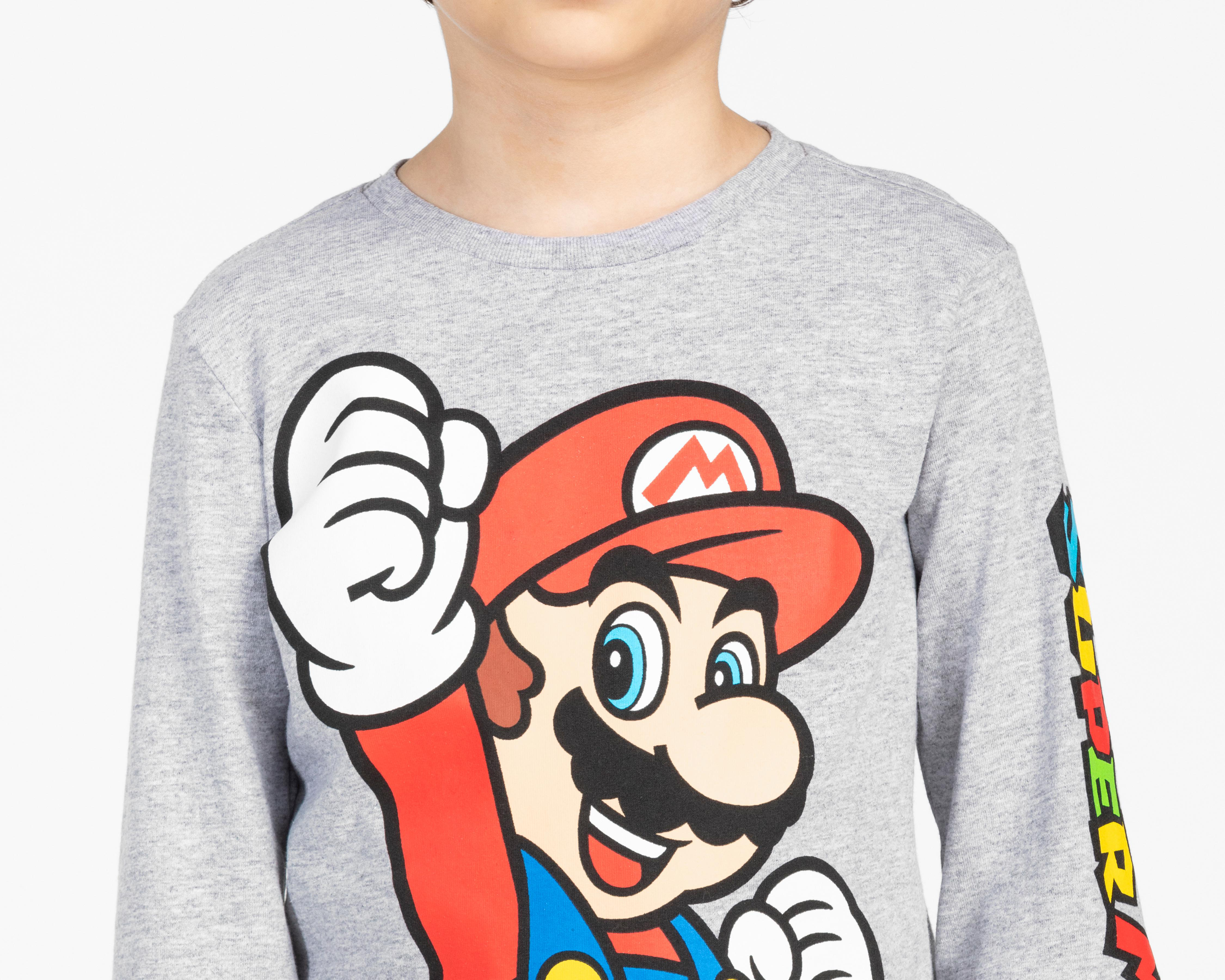 Foto 4 pulgar | Playera Mario Bro's Manga Larga Estampada para Niño