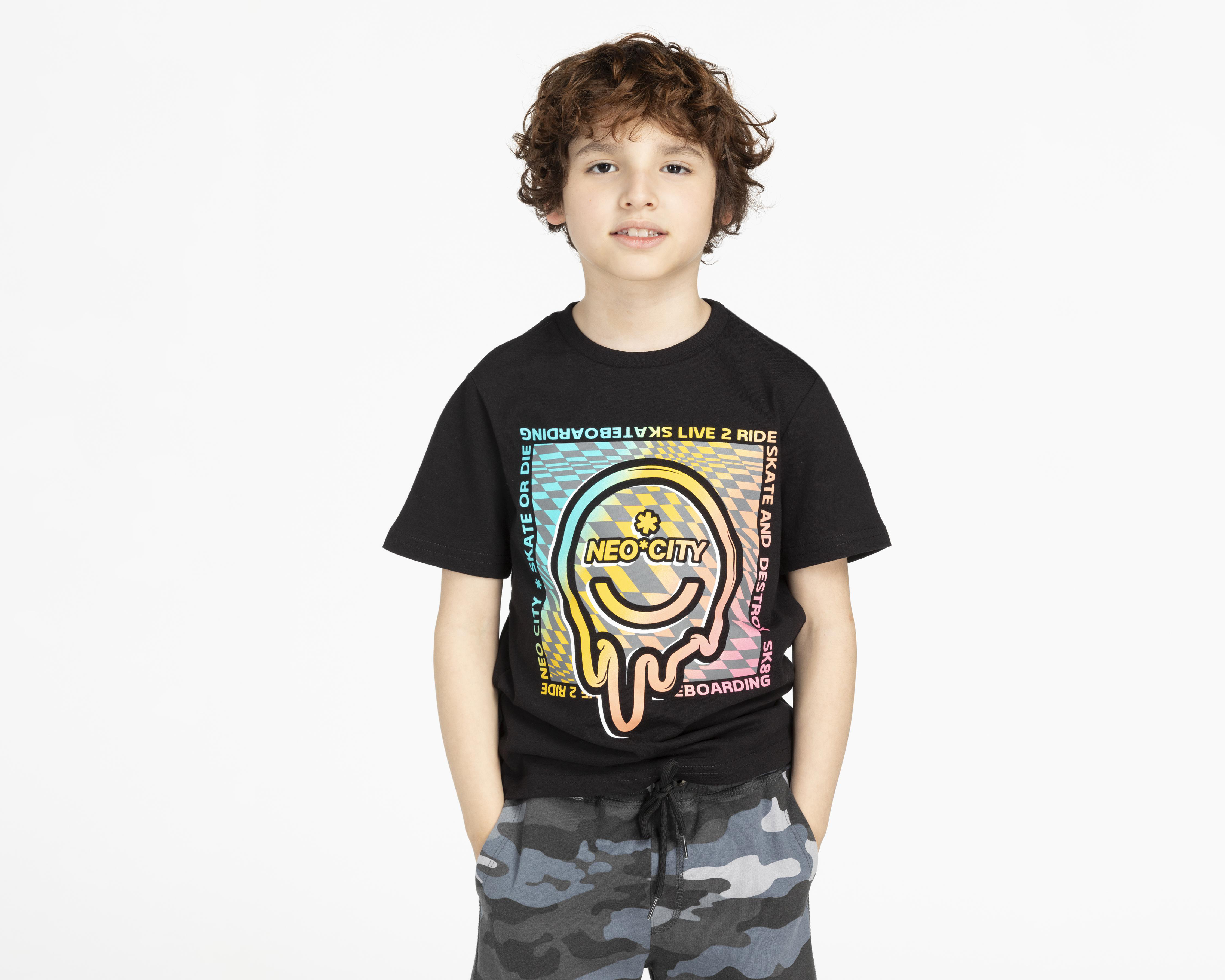 Playera Neo*City Manga Corta Estampada para Niño