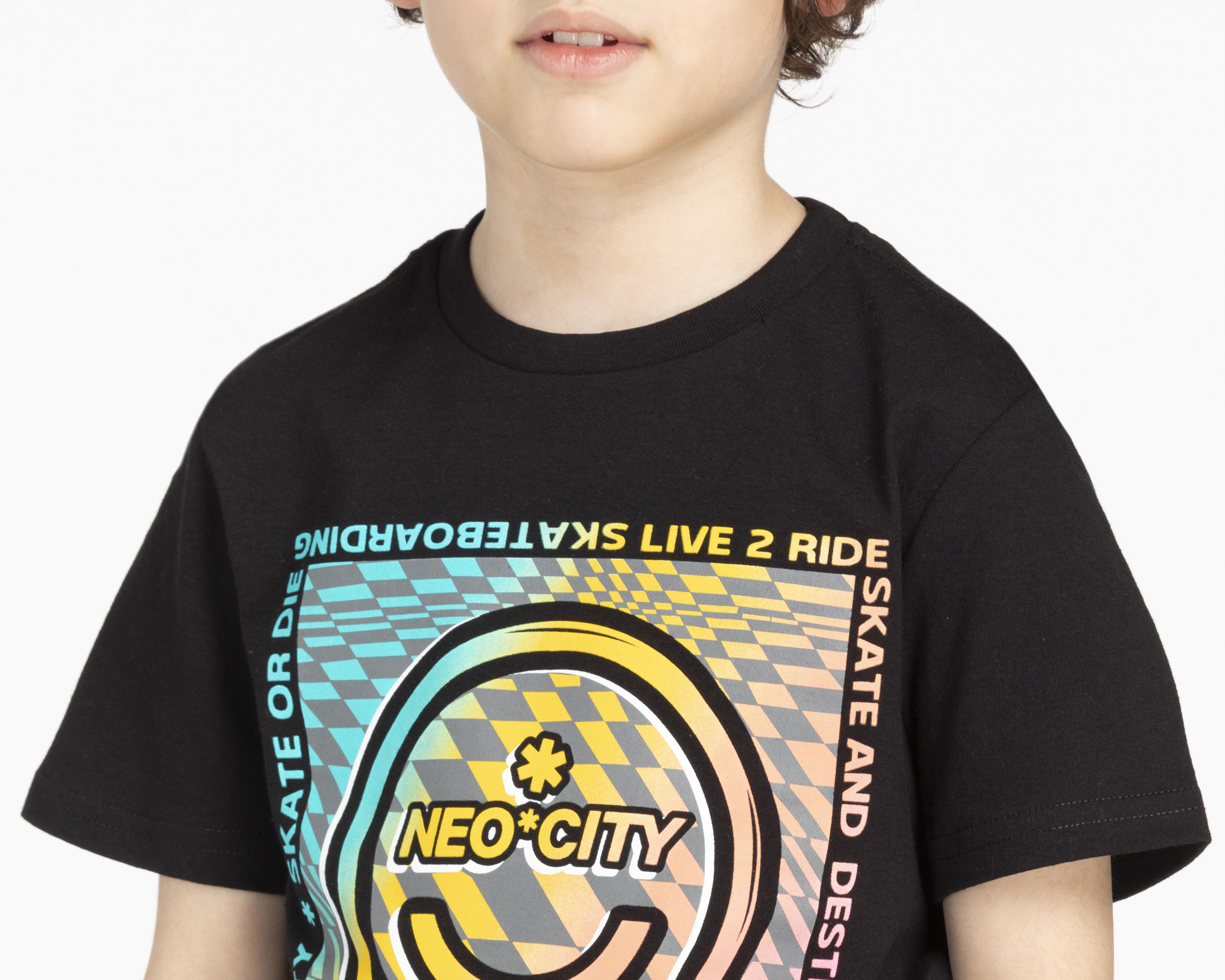 Foto 5 pulgar | Playera Neo*City Manga Corta Estampada para Niño