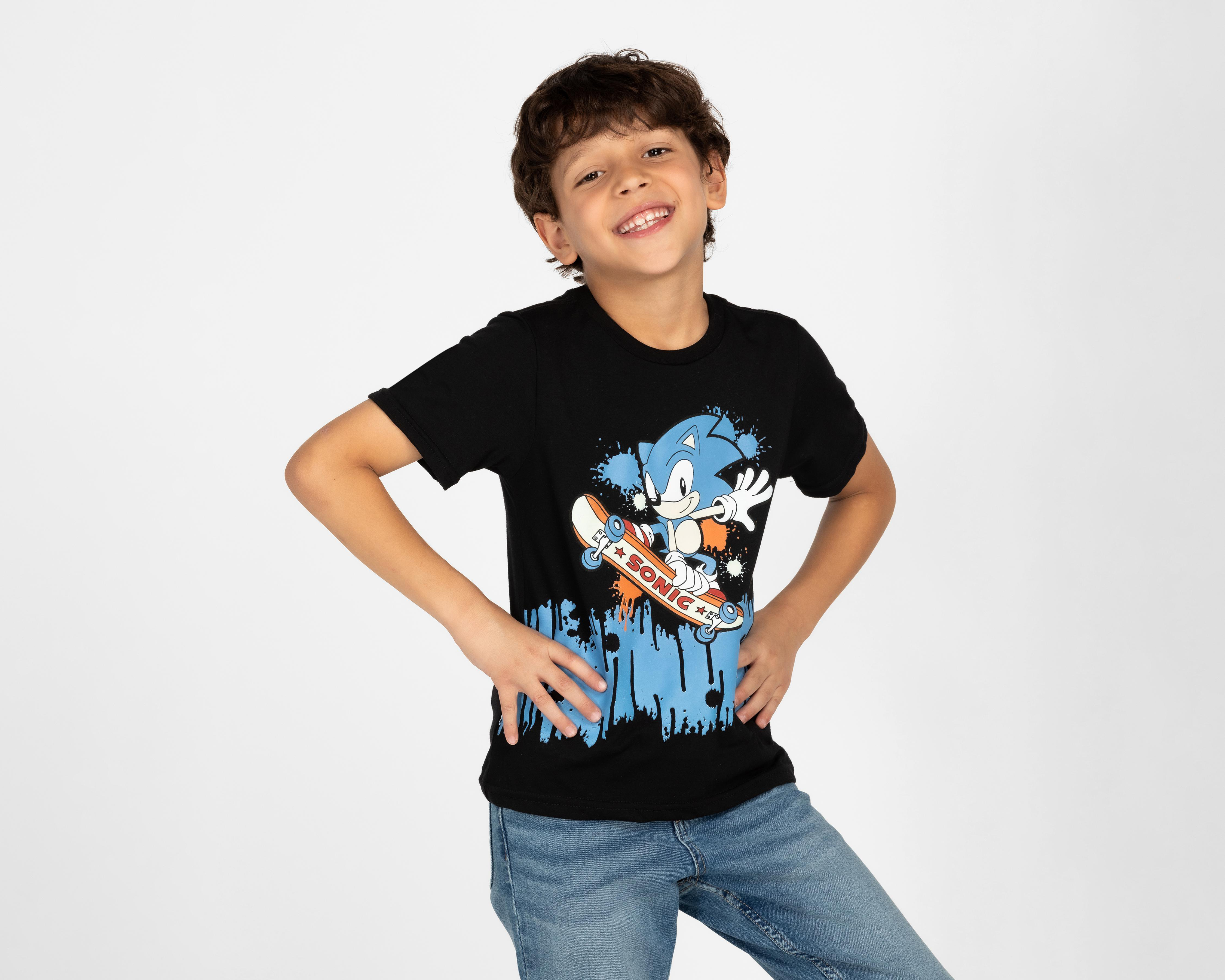 Foto 2 pulgar | Playera Sonic Manga Corta Estampada para Niño