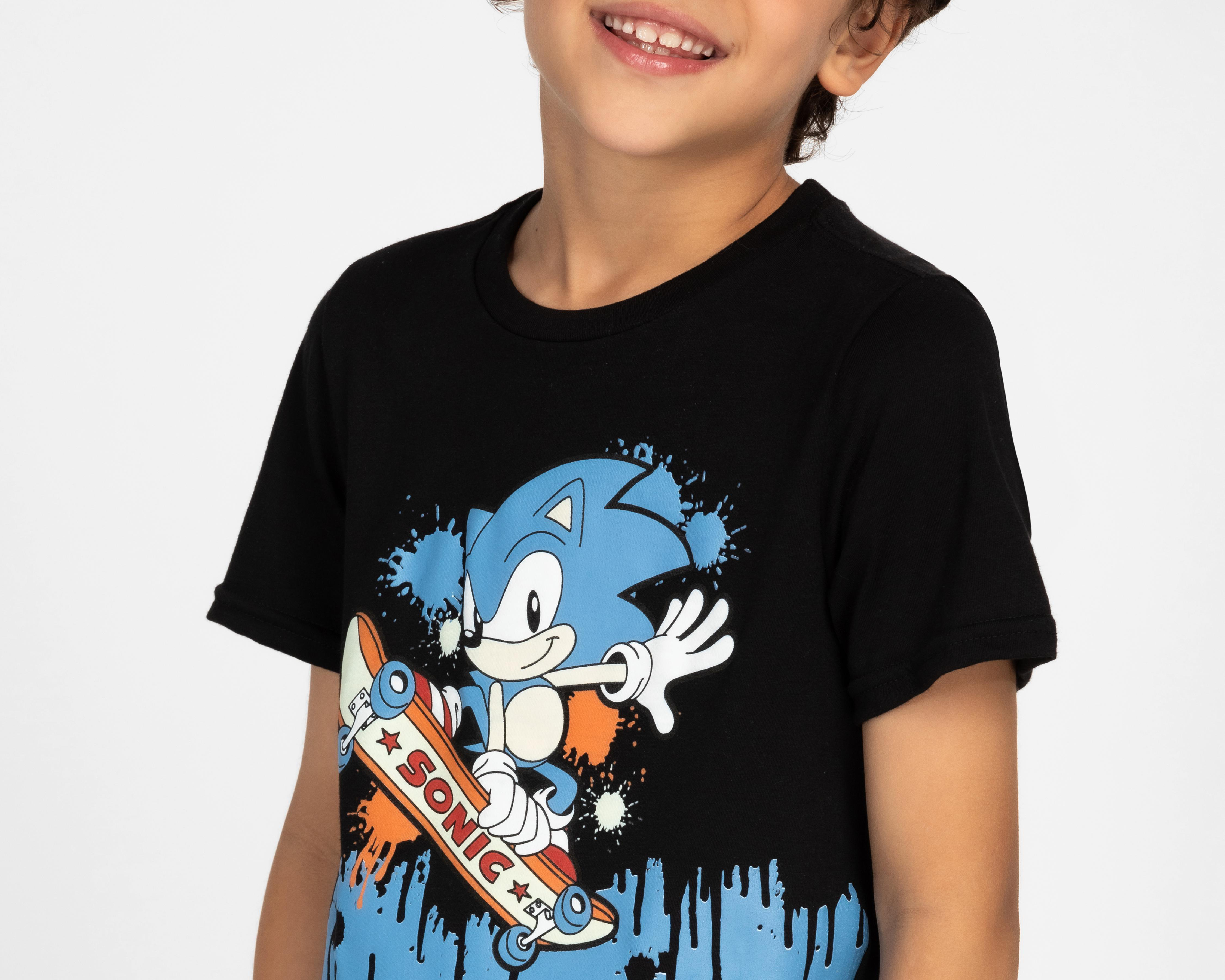Foto 4 pulgar | Playera Sonic Manga Corta Estampada para Niño