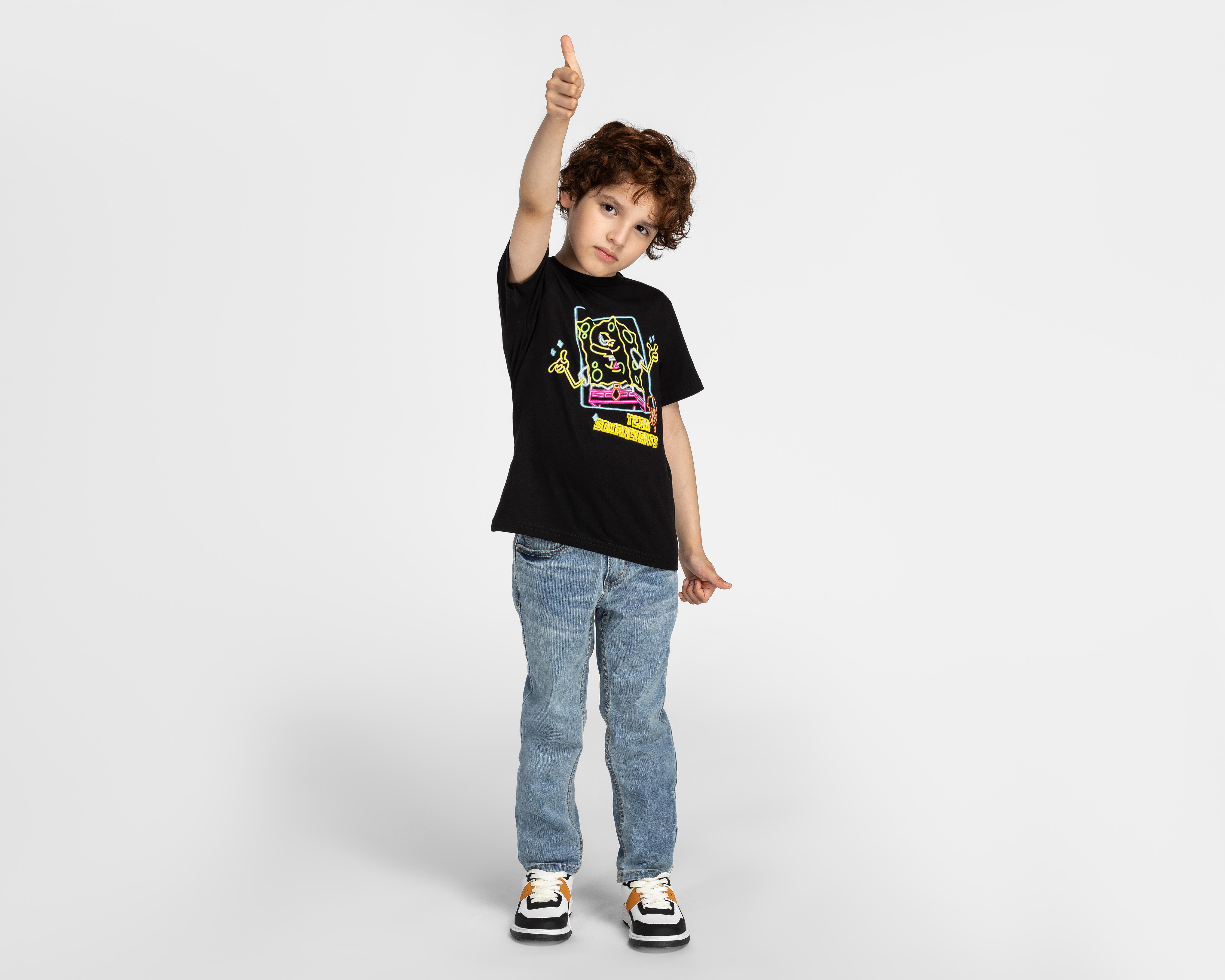 Foto 4 pulgar | Playera Bob Esponja Manga Corta Estampada para Niño