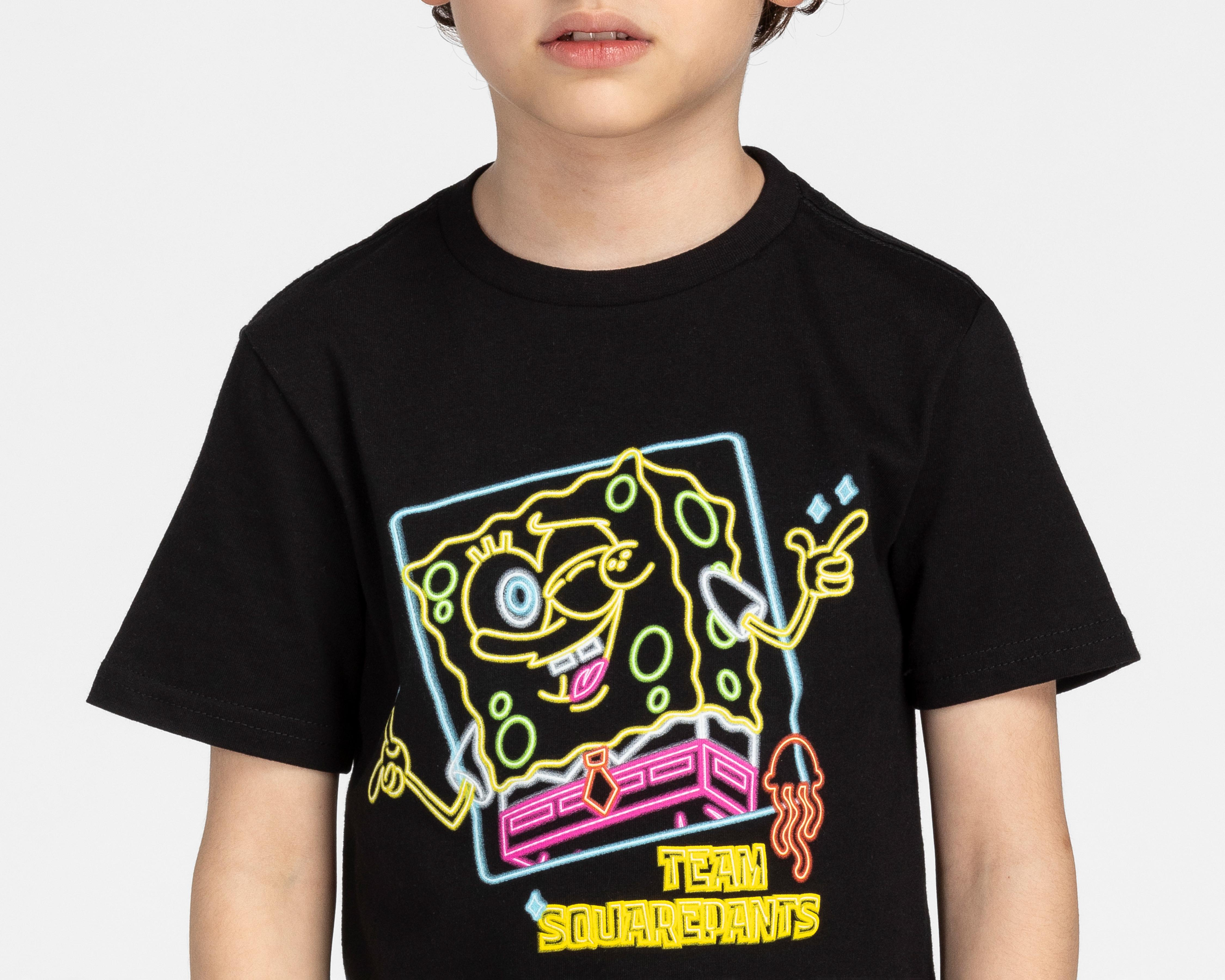 Foto 5 pulgar | Playera Bob Esponja Manga Corta Estampada para Niño