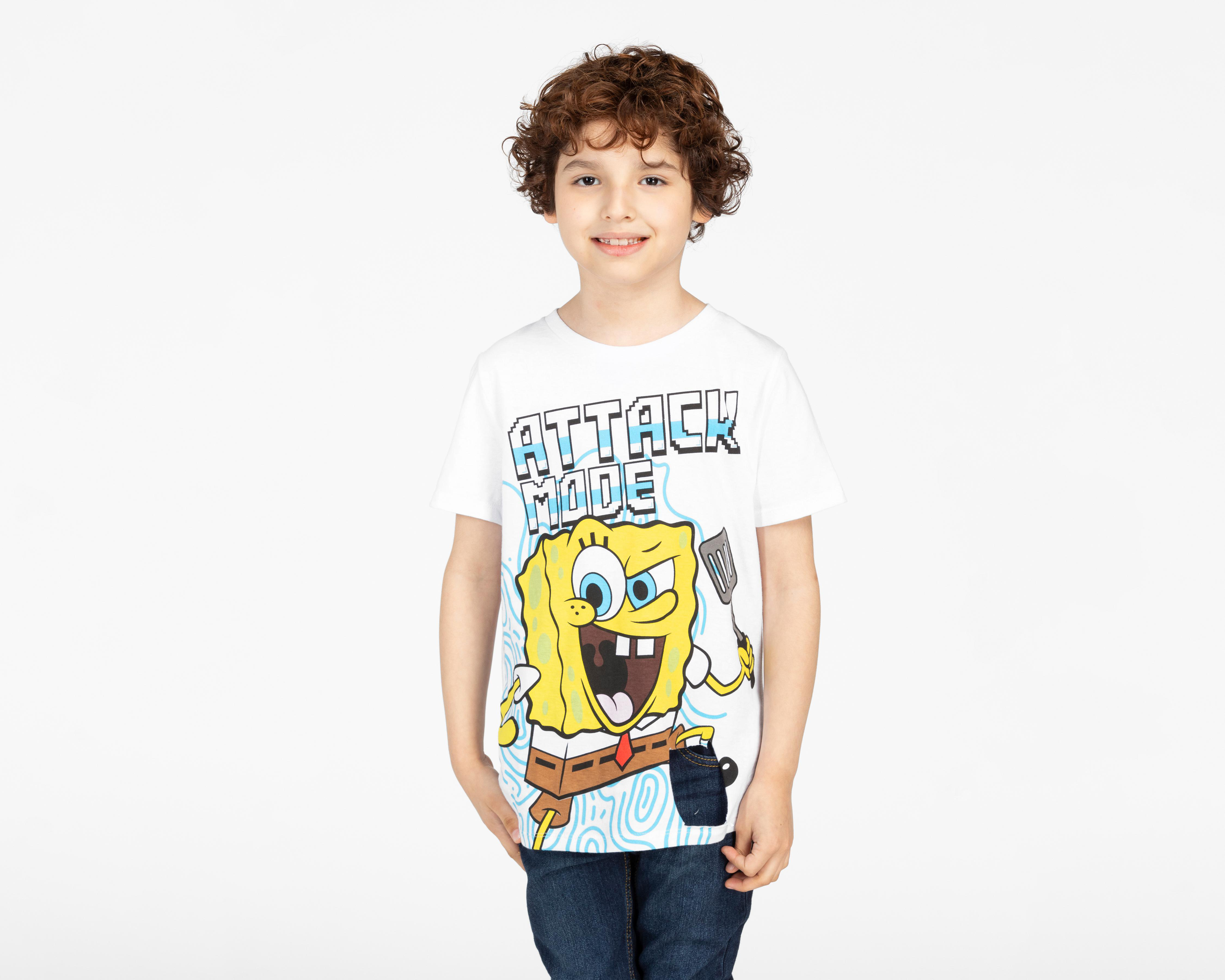 Foto 2 pulgar | Playera Bob Esponja Manga Corta Estampada para Niño