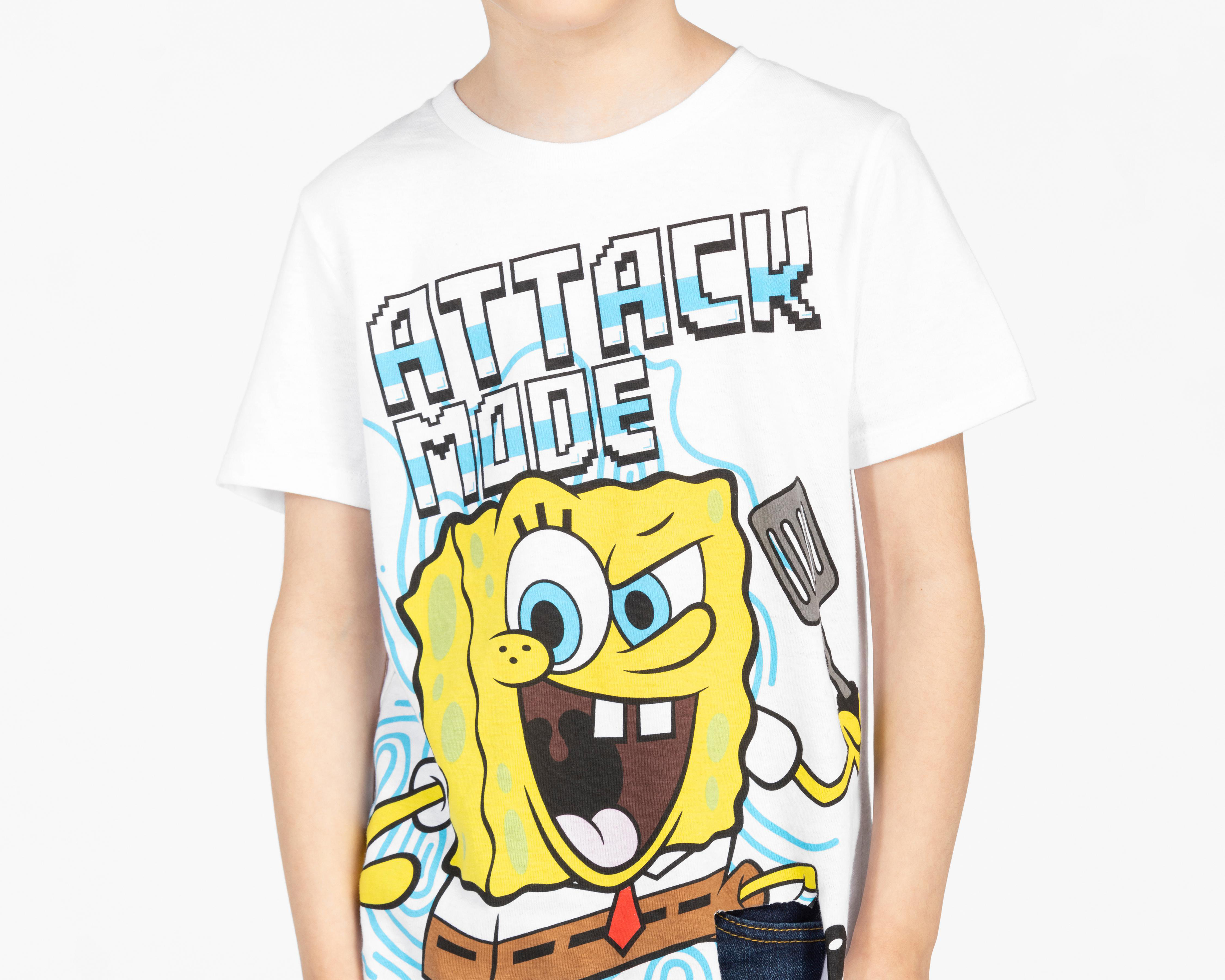 Foto 4 pulgar | Playera Bob Esponja Manga Corta Estampada para Niño