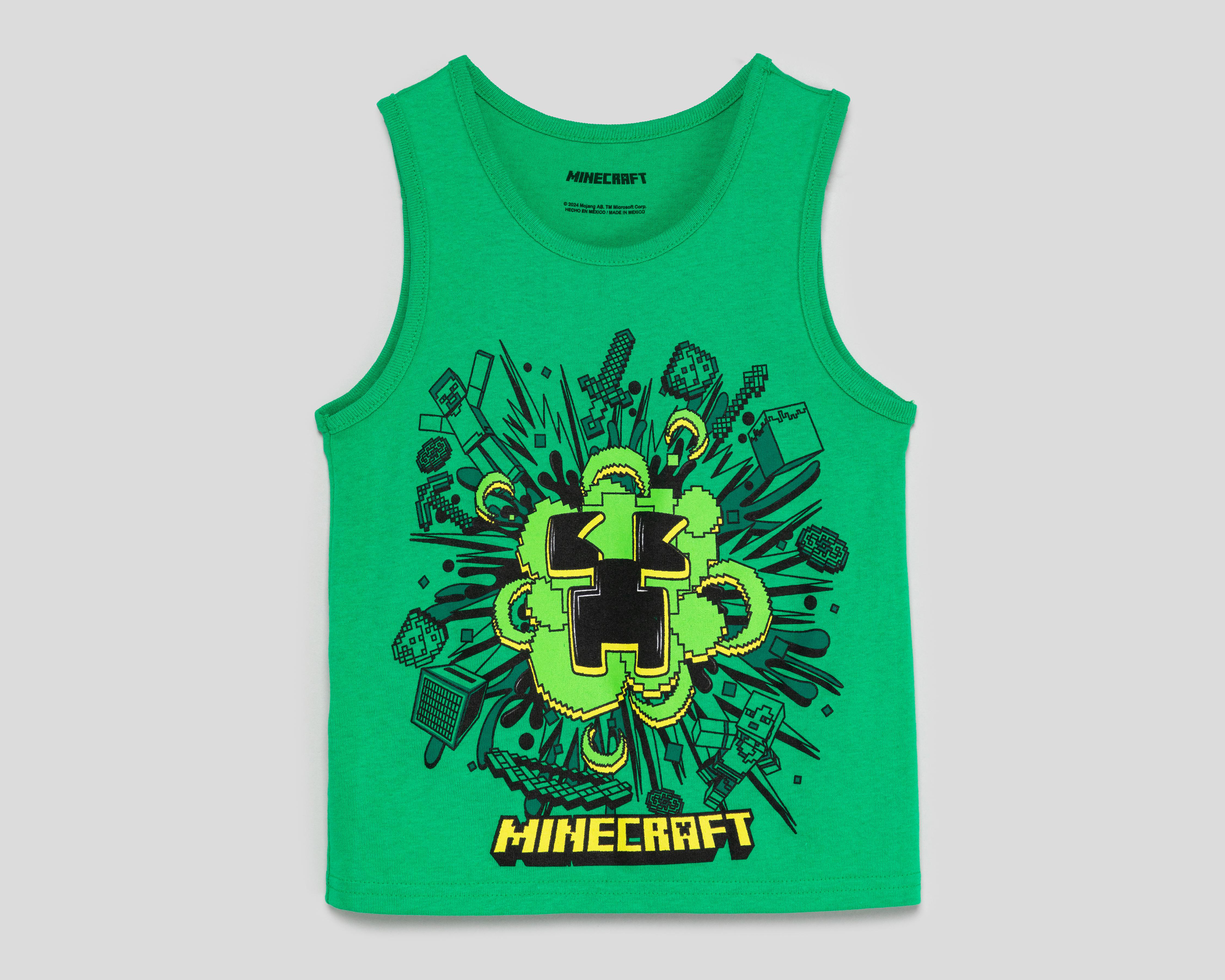 Playera Minecraft sin Mangas Estampada para Niño