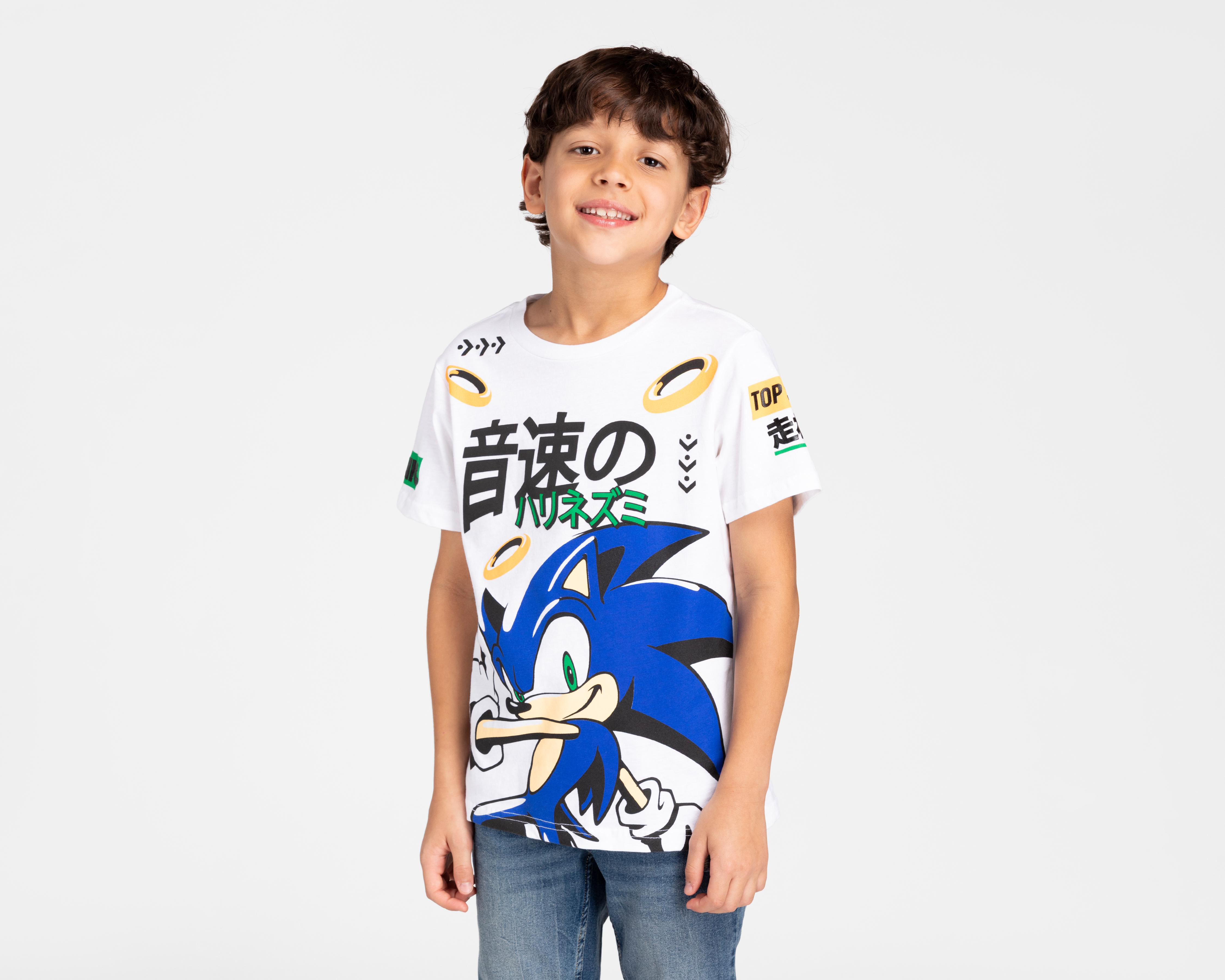 Foto 2 pulgar | Playera Sonic Manga Corta Estampada para Niño