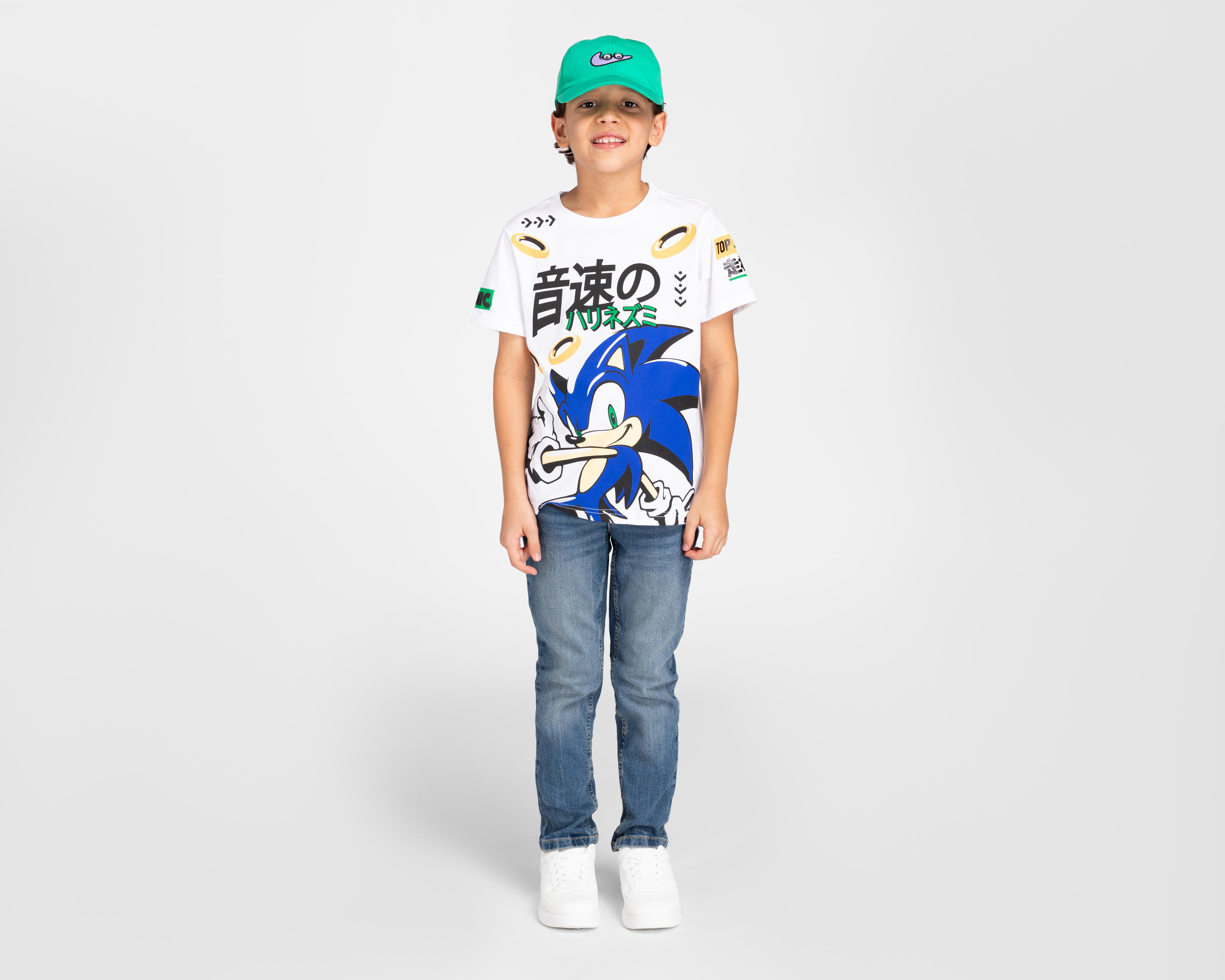 Foto 3 pulgar | Playera Sonic Manga Corta Estampada para Niño