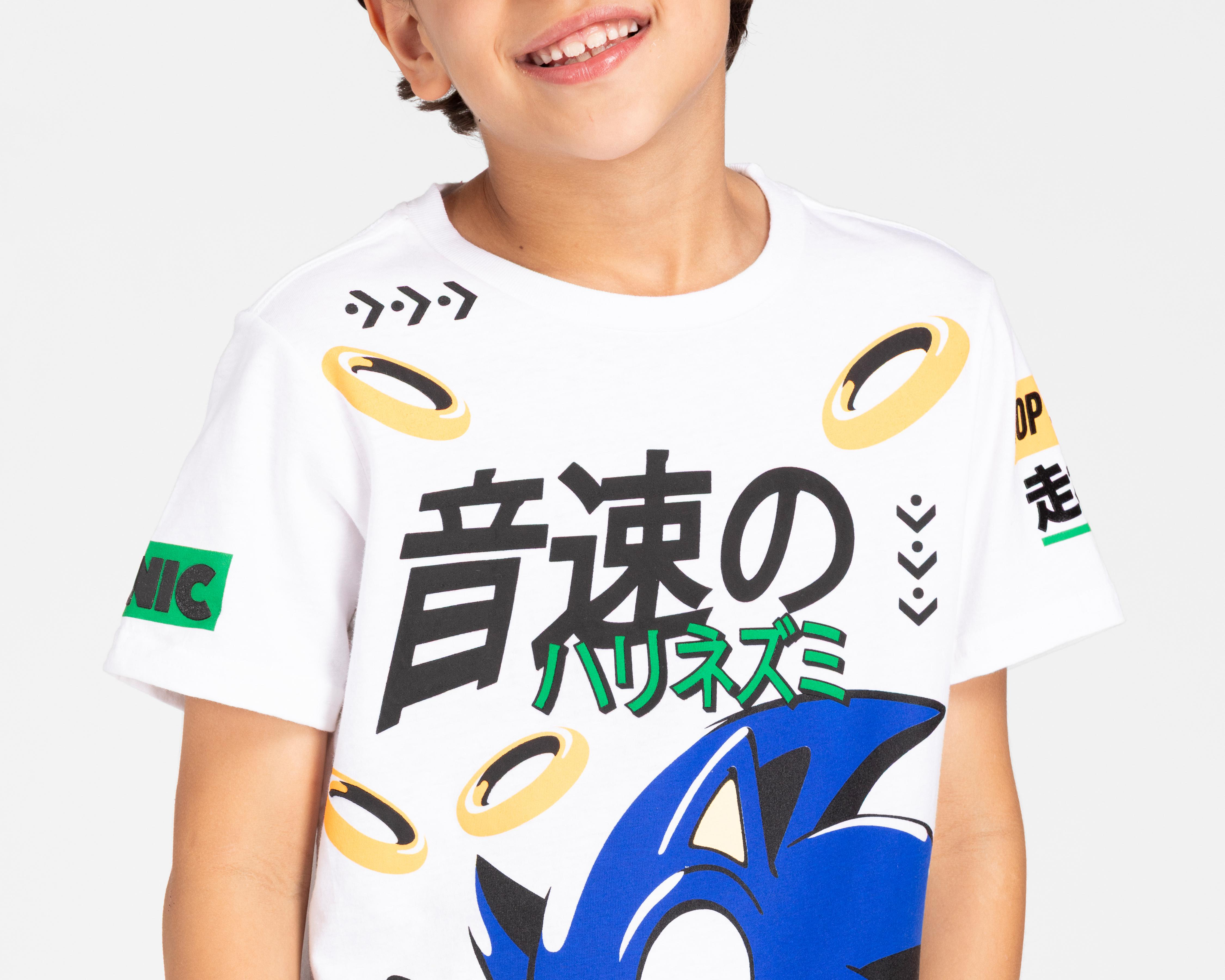 Foto 5 pulgar | Playera Sonic Manga Corta Estampada para Niño
